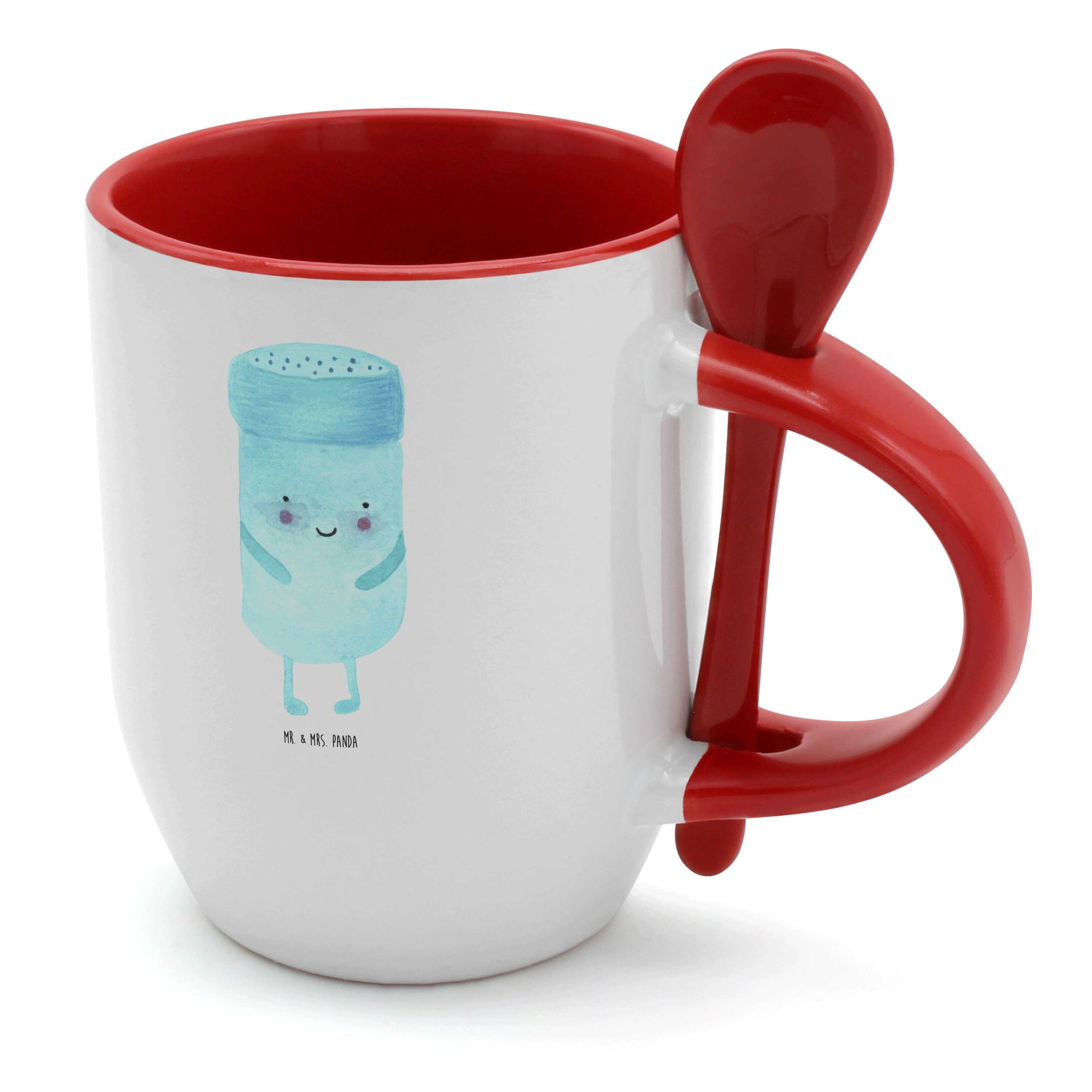 Mr. & Mrs. Panda Tasse BestFriends-Salt - Weiß - Geschenk, Tasse mit Löffel, Kaffeetasse, lu, Keramik