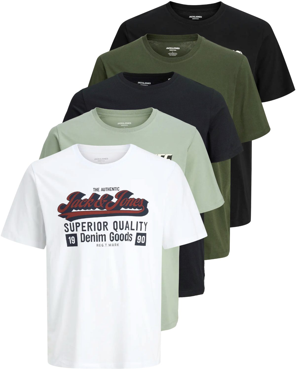 Jack & Jones Print-Shirt Bedrucktes T-Shirt aus Baumwolle (5er-Pack)