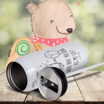 Mr. & Mrs. Panda Isolierflasche Kaffee Bohne - Weiß - Geschenk, Trinkflasche, lustige Sprüche, Tiere, Integrierter Trinkhalm.