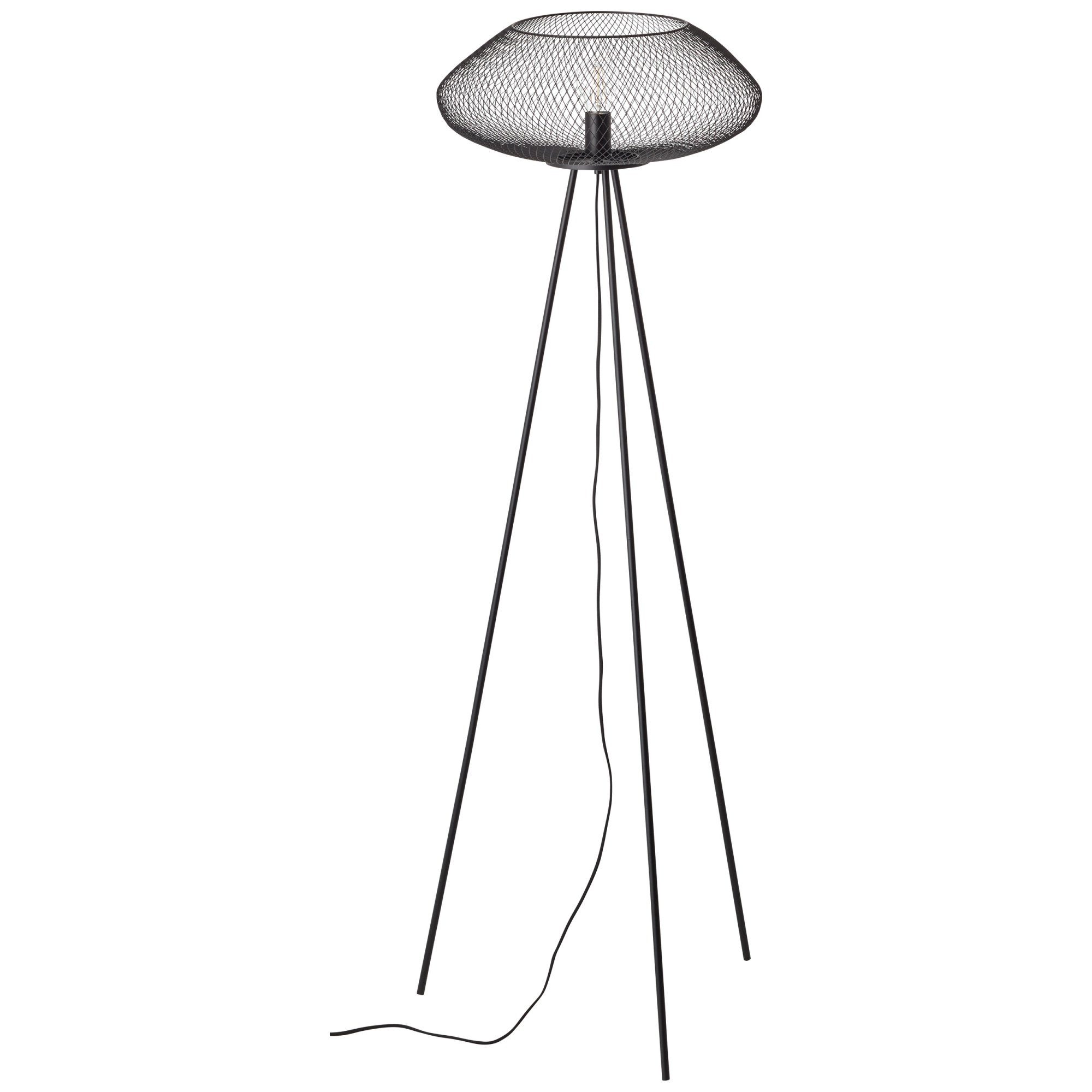Stehlampe, cm ohne 154 Standleuchte mit schwarz dreibeinige Drahtschirm, Lightbox Metall, Leuchtmittel, Höhe,
