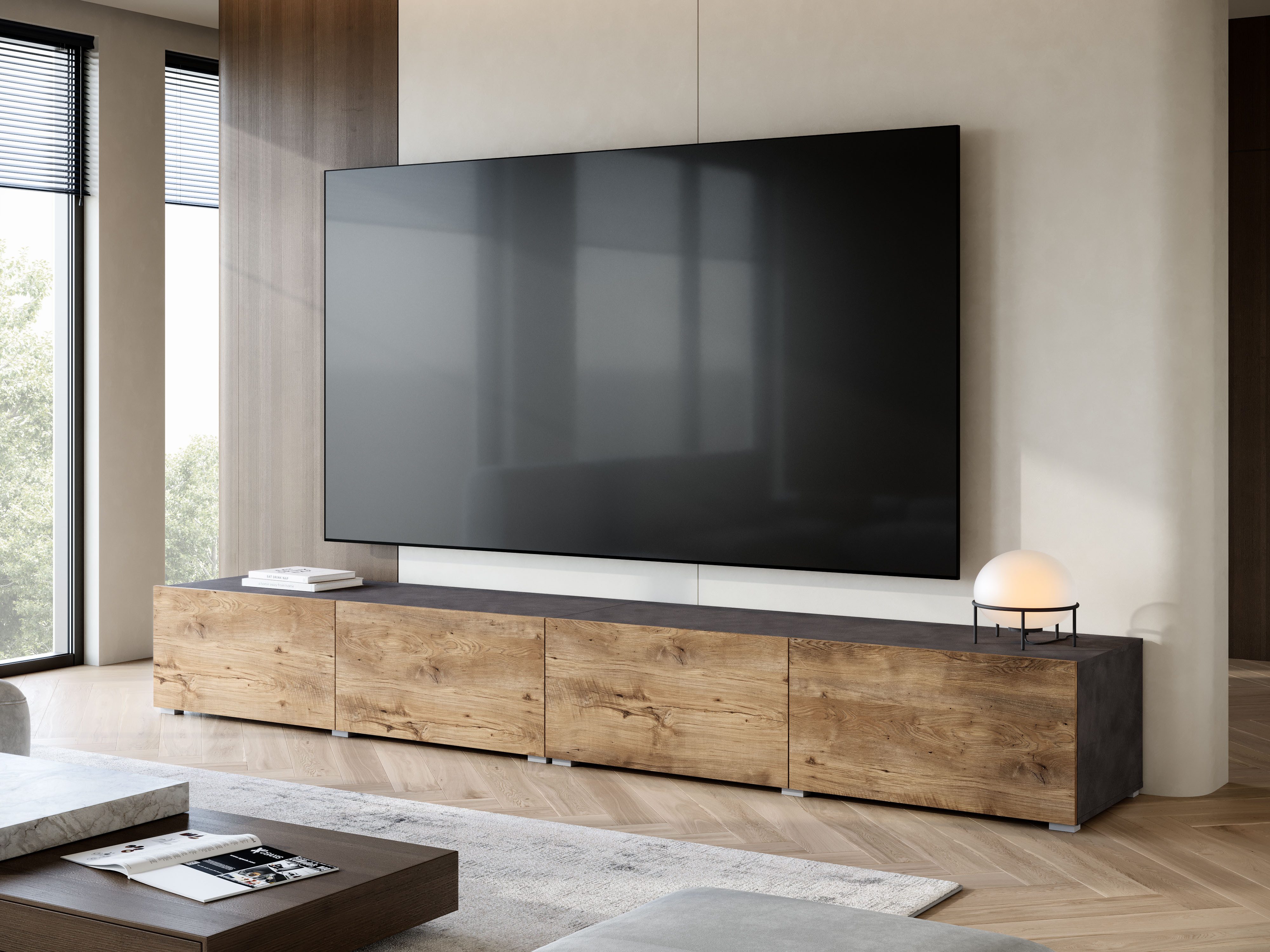 OTTO home Lowboard Denver Erlebe die Weltmeisterschaft im XXL-Format, Elegantes TV-Möbel 300 cm, speziell für bis zu 98-Zoll Fernseher – Bild 5 von 5
