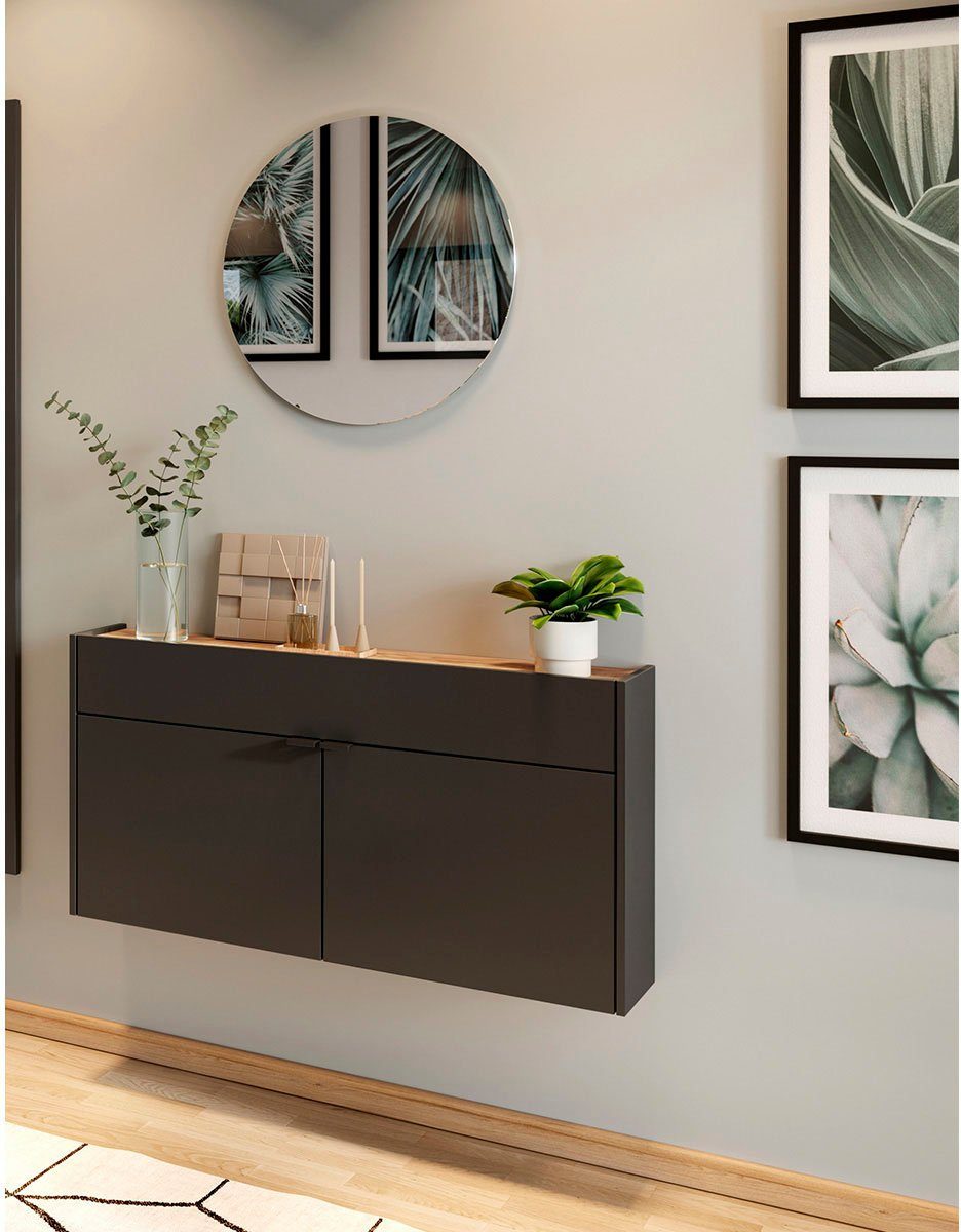 GERMANIA Garderoben-Set Ameca, (Set, 2-St), Mehrzweckschrank und Spiegel, geringe Tiefe, ideal für schmale Flure