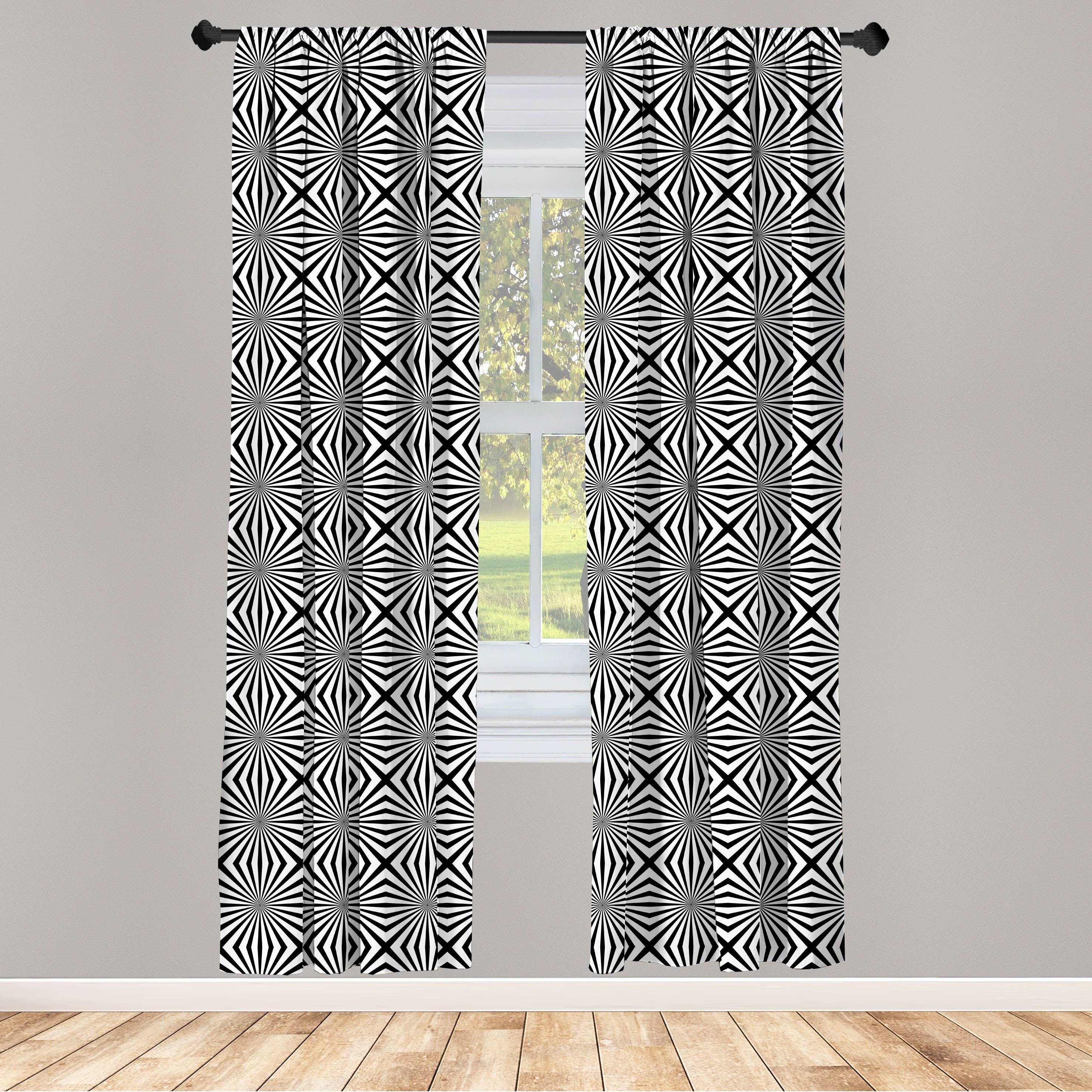 Gardine Vorhang für Wohnzimmer Schlafzimmer Dekor, Abakuhaus, Microfaser, Geometrisch Illusive Verzerrte Linien
