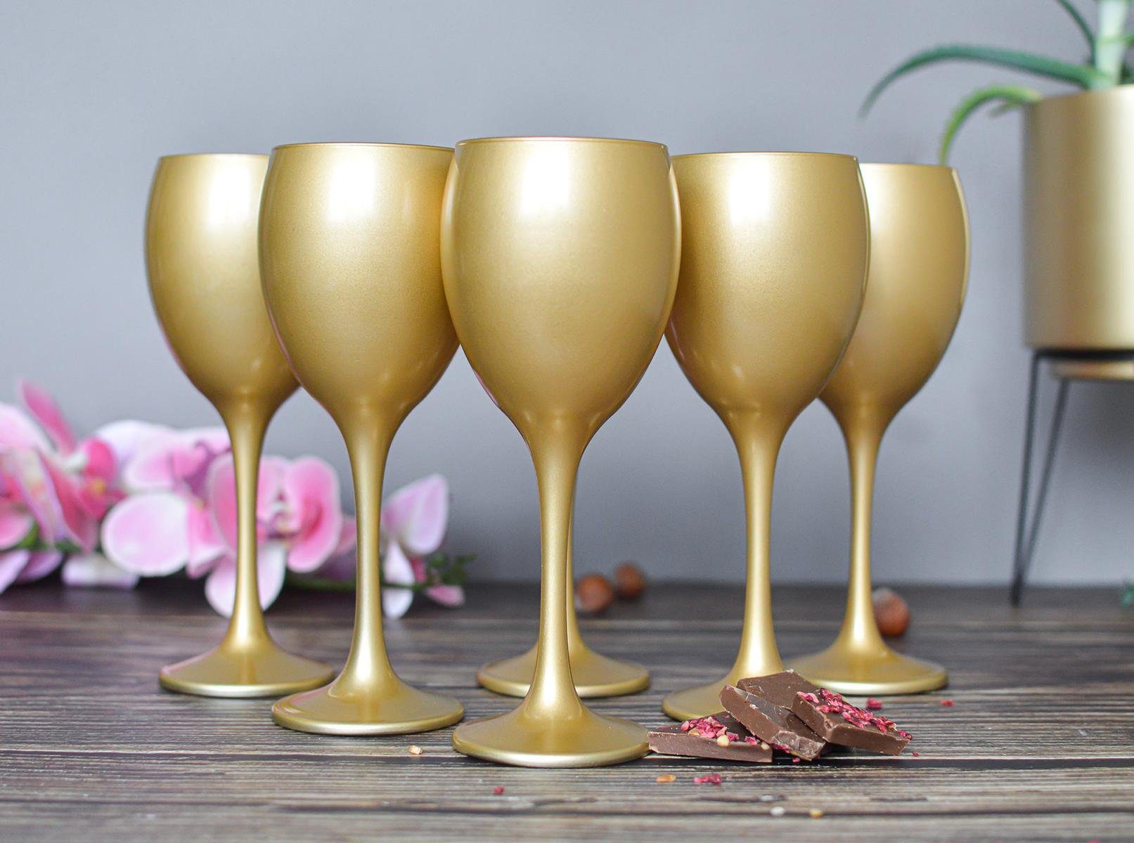 Sendez Weinglas 6 Weingläser 300ml in Mattgold Weinglas Rotweingläser Weinkelche