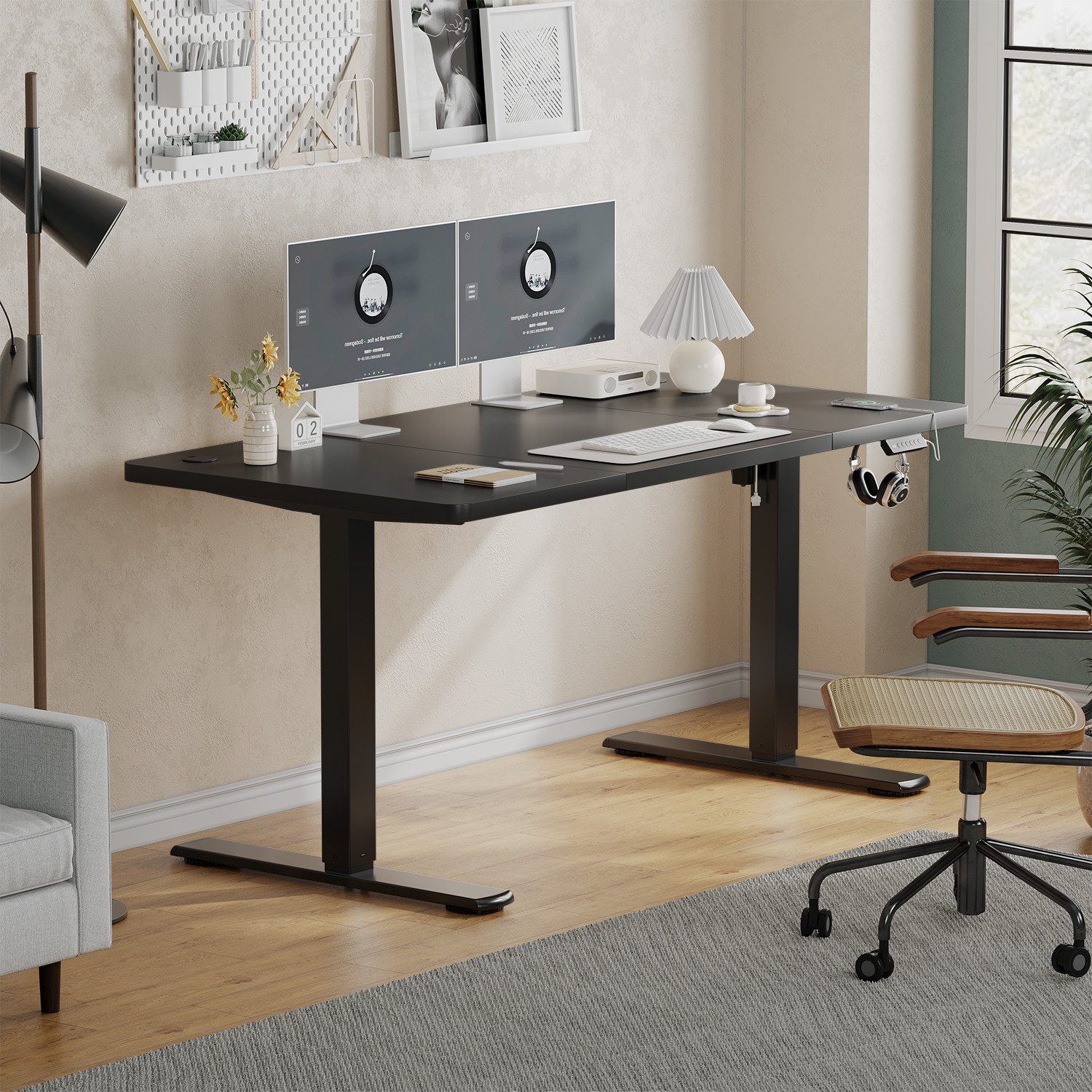 Furnicopia Schreibtisch Höhenverstellbarer mit USB-Ladefunktion und Wecker- günstig online kaufen