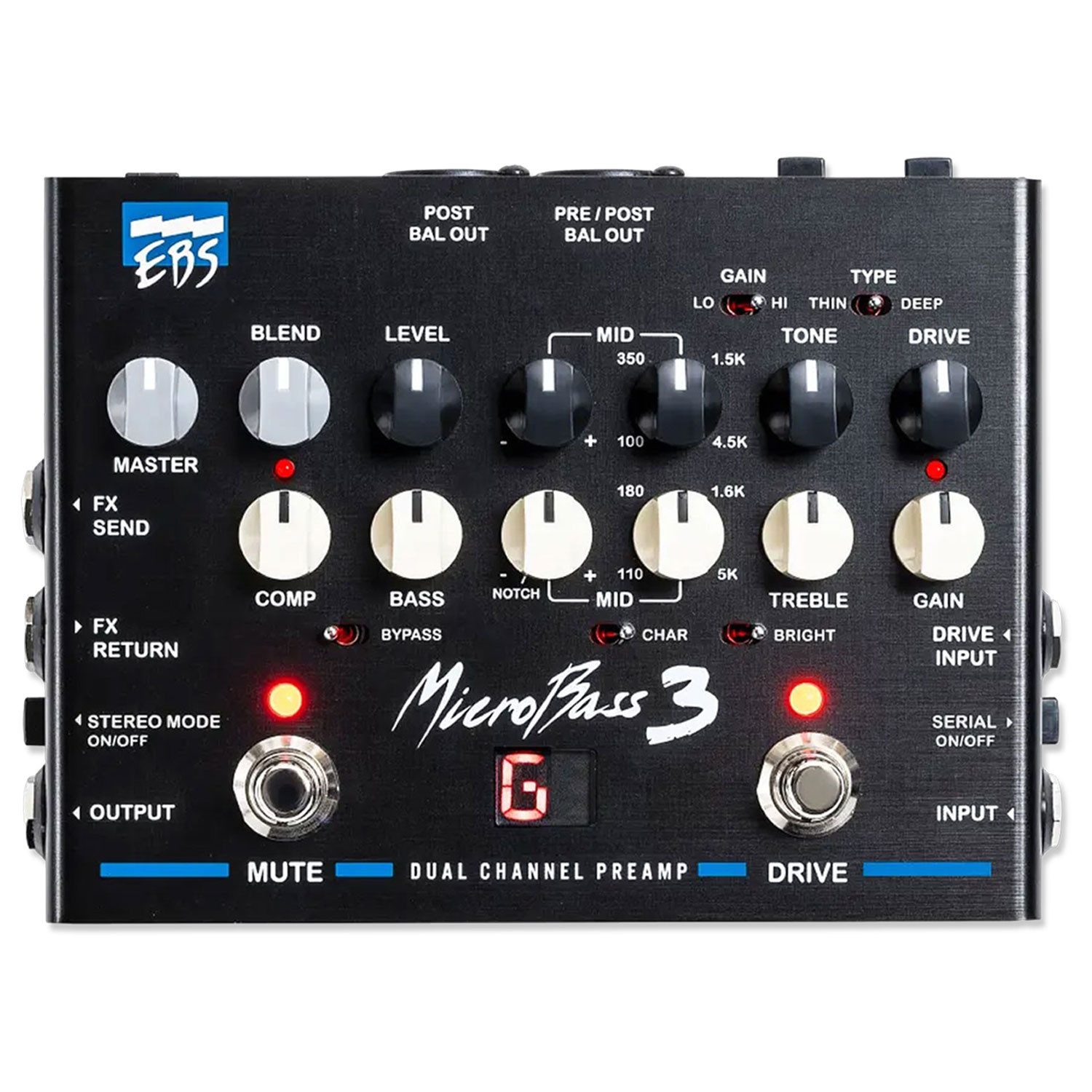 EBS EBS Vorverstärker MicroBass 3 analoger Bass Preamp Verstärker (Anzahl Kanäle: 2, Zweikanal-Bassvorverstärker)