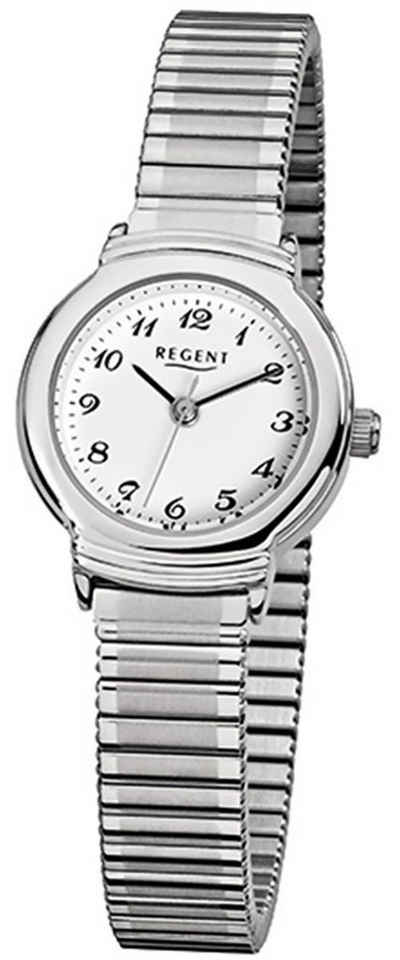 Regent Quarzuhr Regent Damen-Armbanduhr silber Analog F-264, Damen Armbanduhr rund, klein (ca. 24mm), Edelstahlarmband