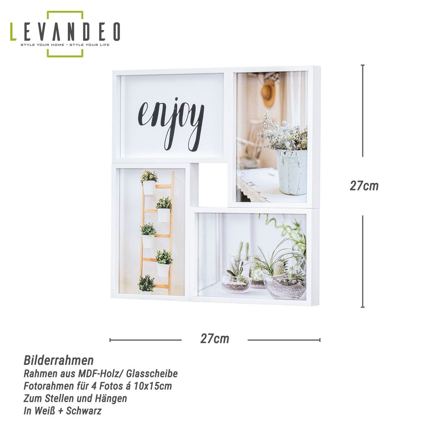 Levandeo® Bilderrahmen Collage, Bilderrahmen Weiß Holz günstig online kaufen