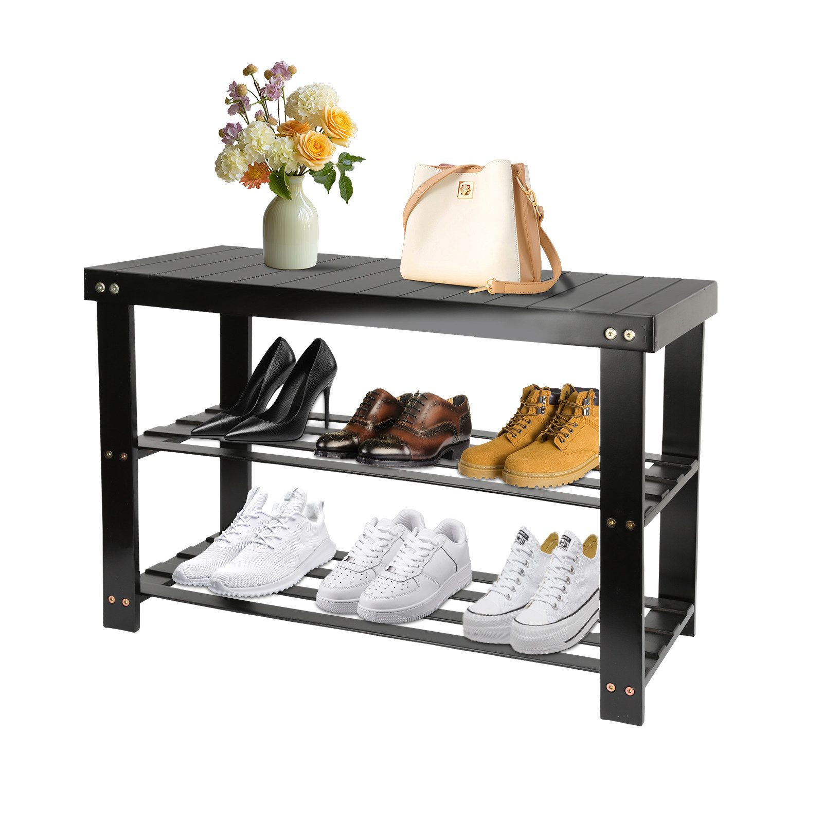 JEOBEST Schuhbank Schuhregal, Bambus Schuhbank mit günstig online kaufen