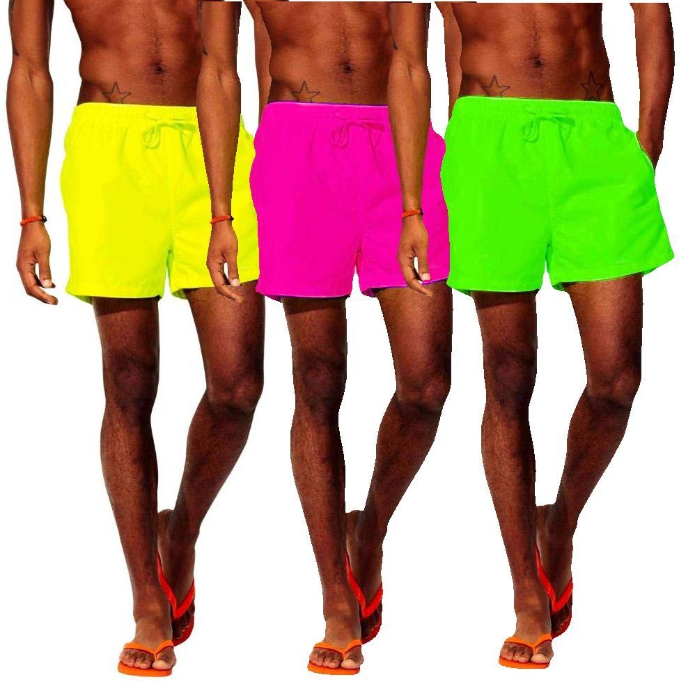 coole-fun-t-shirts Badehose NEON BADEHOSE Leuchtende Farben Neongelb  Neongrün Neonpink Herrengrößen XS S M L XL XXL