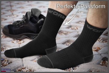 BRUBAKER Arbeitssocken für Herren Work Socken - Ideal für Sicherheitsschuhe und Arbeitsschuhe (Verstärkter Fersen und Zehenbereich, 10-Paar, aus atmungsaktiver Baumwolle) Robuste Funktionssocken für optimalen Halt auf der Arbeit