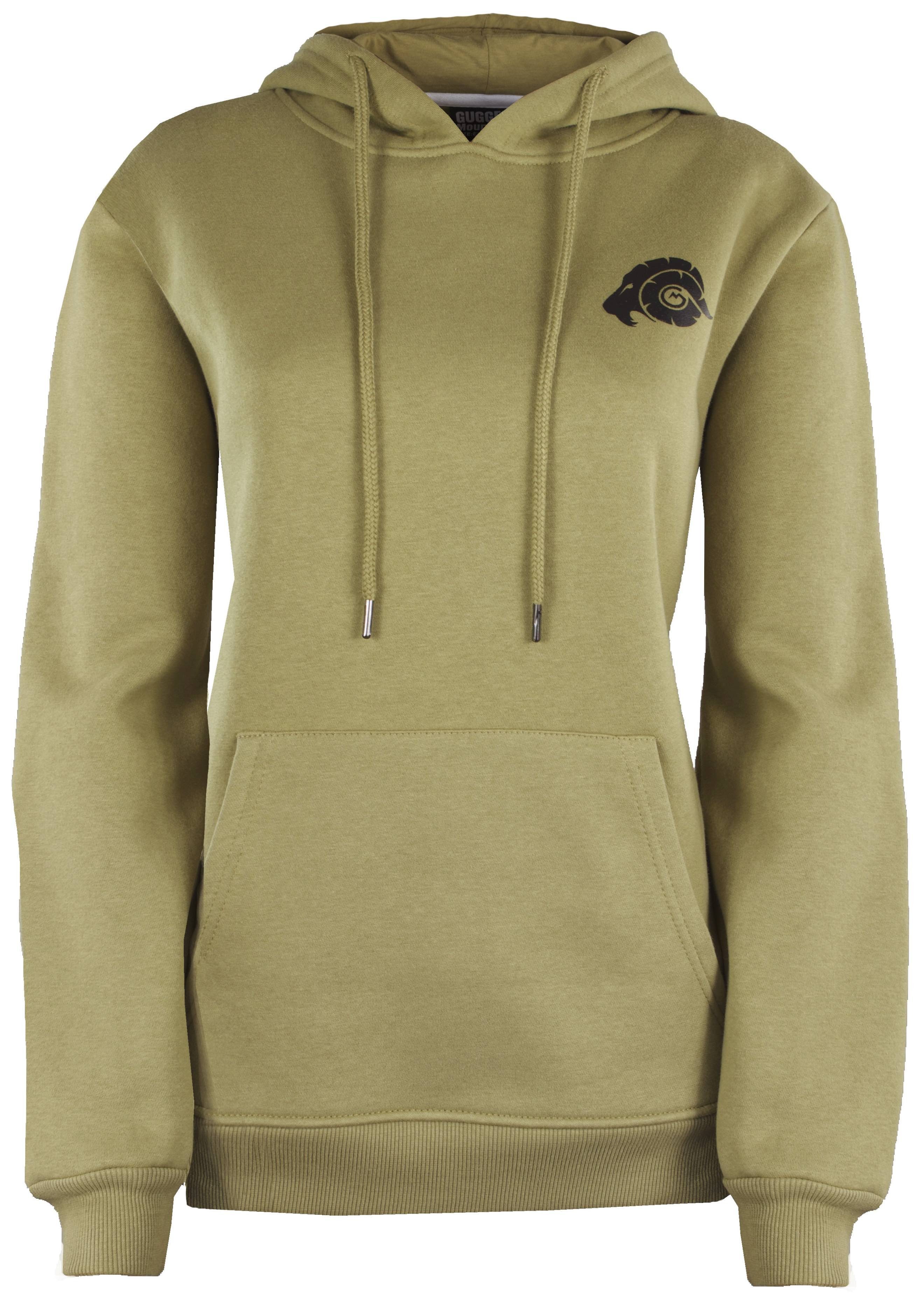 Damen und Hoodie mit Pullover Hoodie Kapuze HW08 GUGGEN Damenhoodie Pullover Kapuzenpullover Mountain Olive-OHNE-Logo Fleece