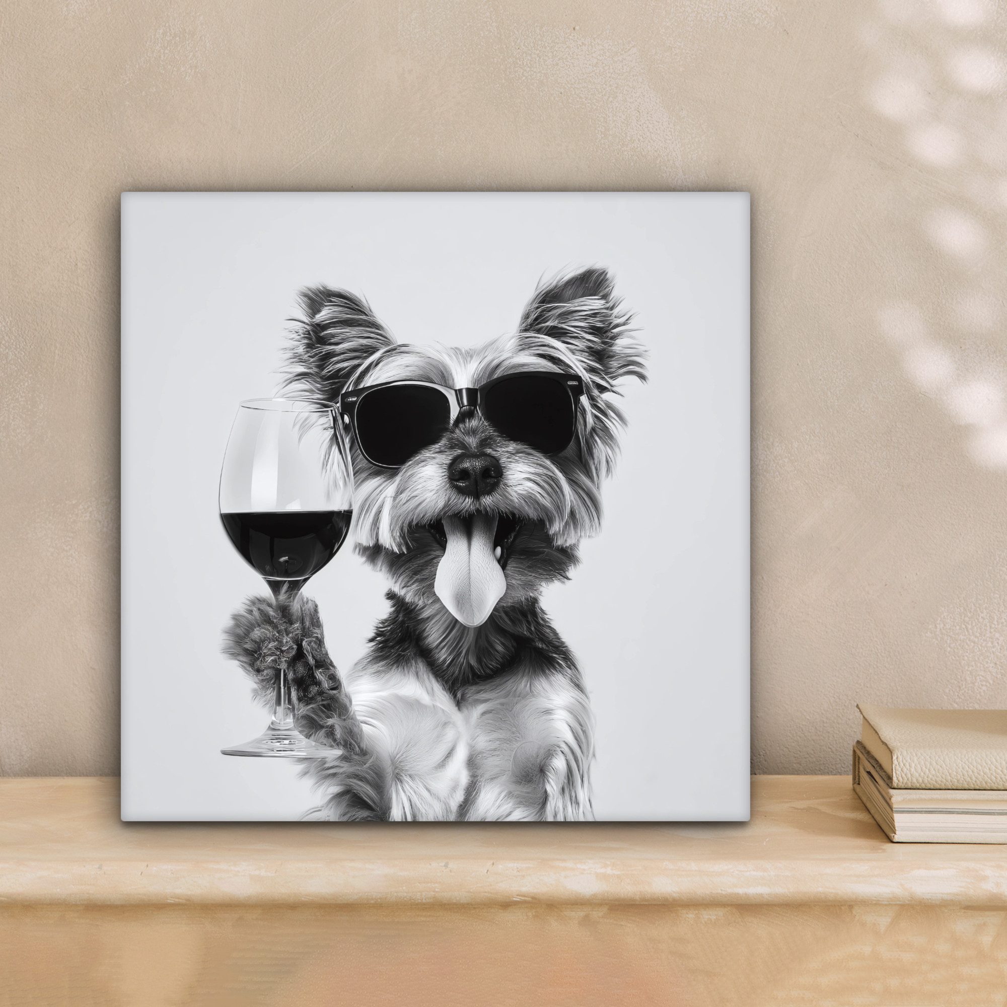 OneMillionCanvasses® Leinwandbild Hund - Weinglas - günstig online kaufen