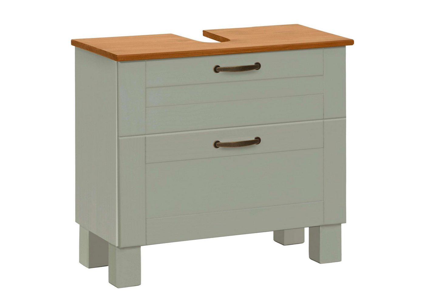 Home affaire Waschbeckenunterschrank Rodby FSC®-zertifiziertes Massivholz, Griffe Metall, Breite 60cm, Höhe 55cm