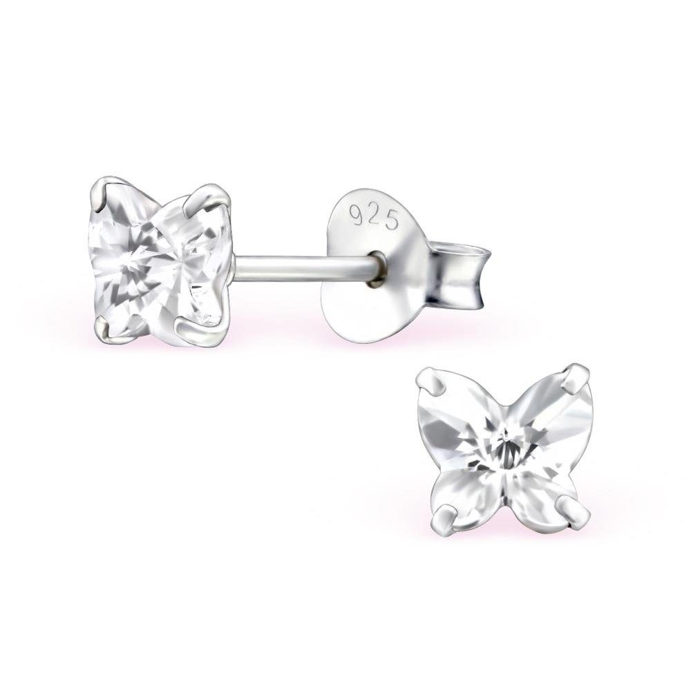 925 Ohrstecker Paar (2 Schmetterling Silber BUNGSA mit Kristallen Ohrring-Set Ohrringe 2-tlg), (1 aus Stück), CRYSTALE LA Ohrschmuck