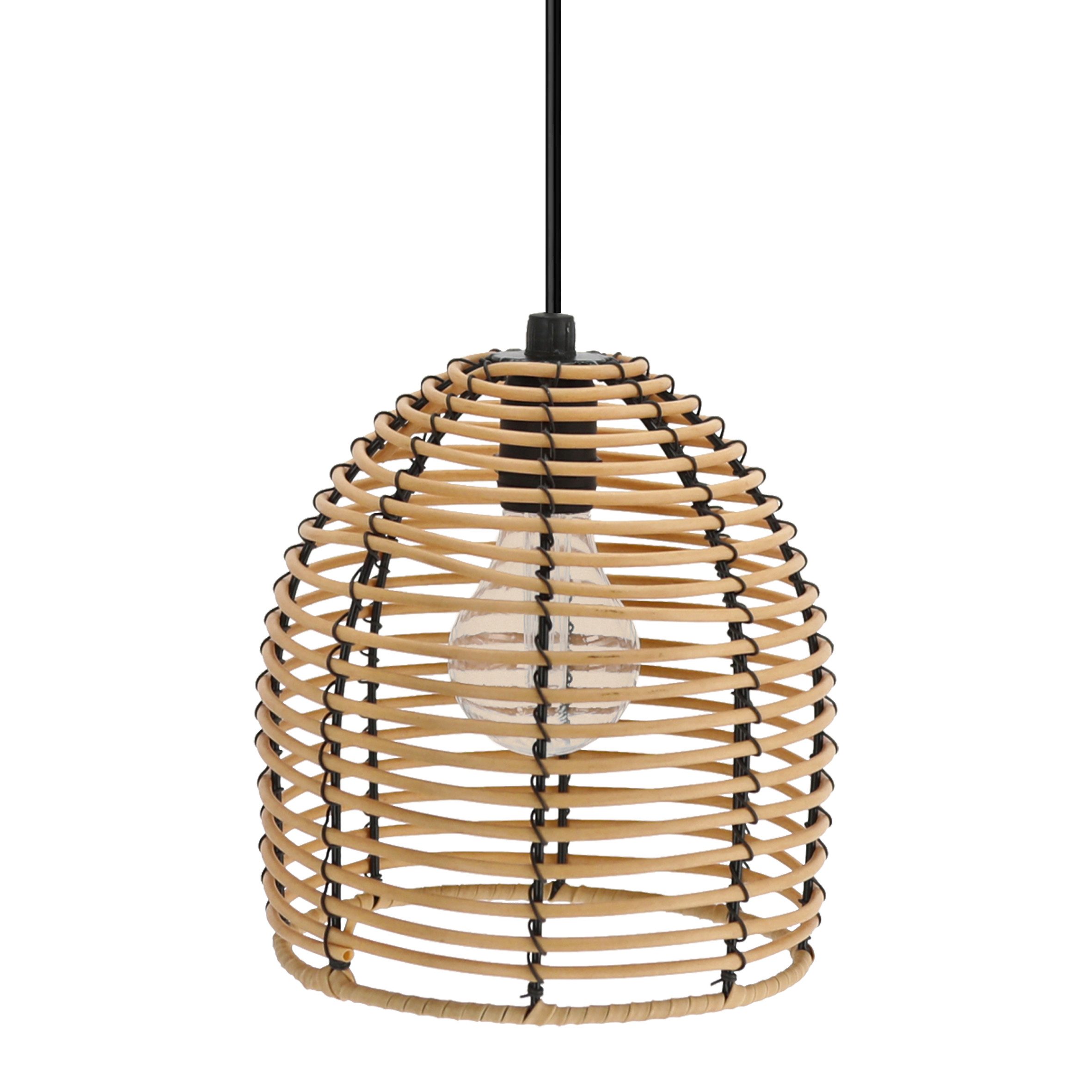 Spetebo Deckenleuchte LED Hängeleuchte in Rattan Optik für Außen und Innen - 18 x 16 cm, LED fest integriert, warm weiß, Garten Deko Beleuchtung warm weiß mit Timer