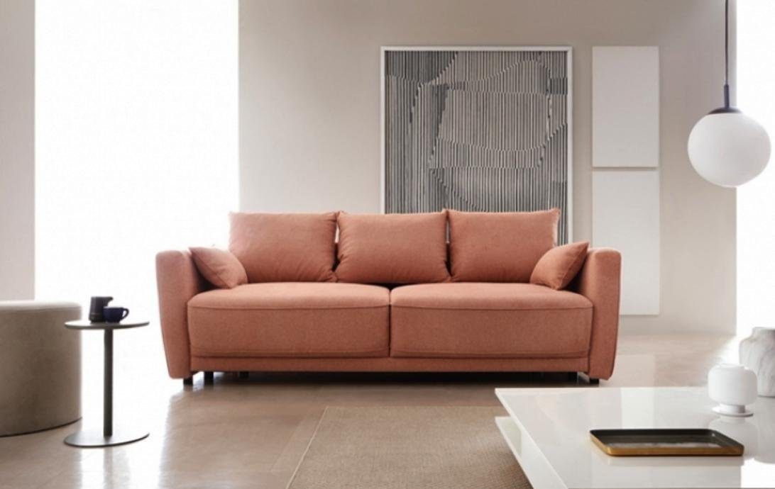 JVmoebel 3-Sitzer Dreisitzer Sofa Polstersofa Schlaffunktion Couch Rosa Sitzer, 1 Teile, Made in Europe