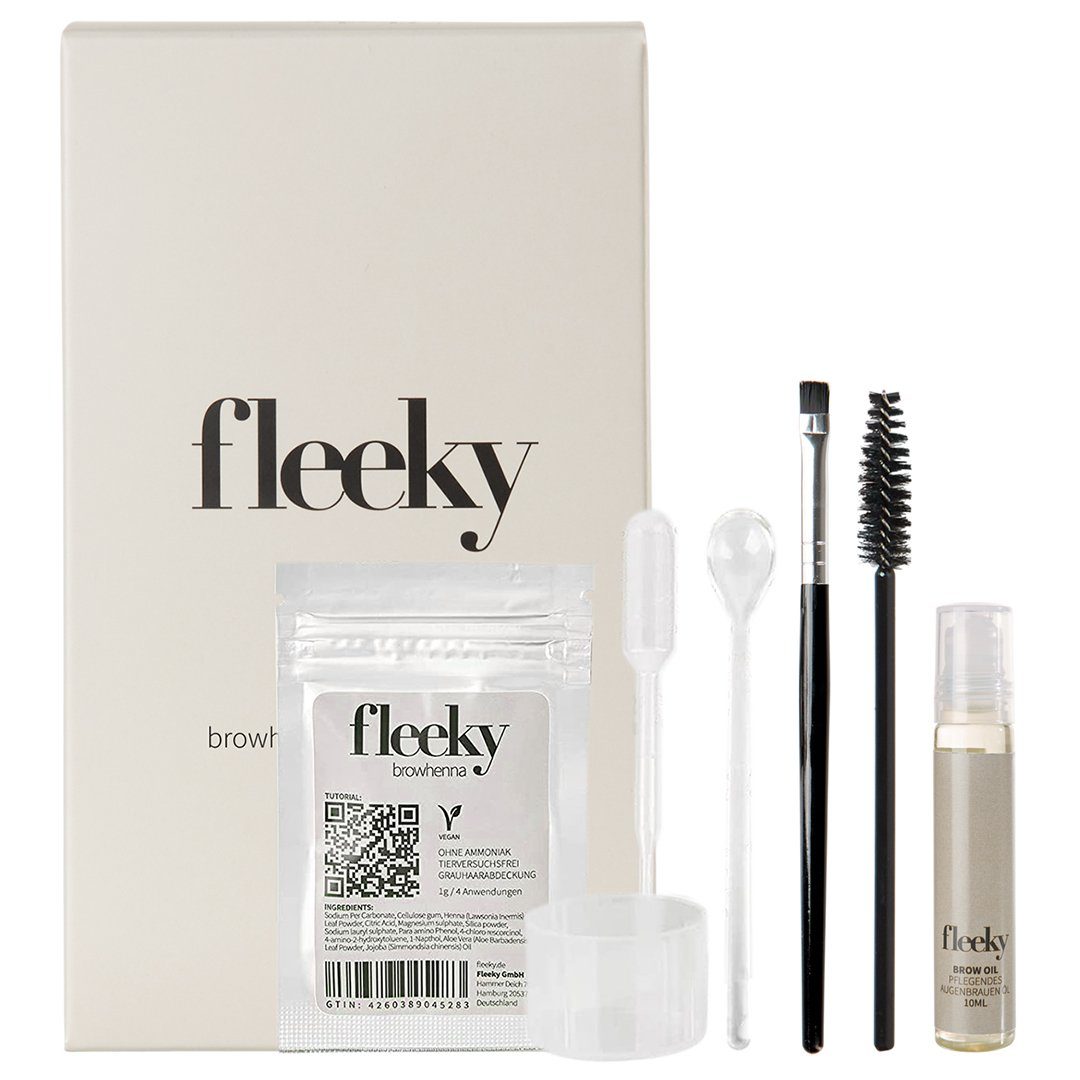 fleeky Augenbrauen-Farbe Browhenna Kit - Augenbrauen Haar & Freckles, Augenbrauenfarbe & Sommersprossen – vegan, pflanzlich & langanhaltend