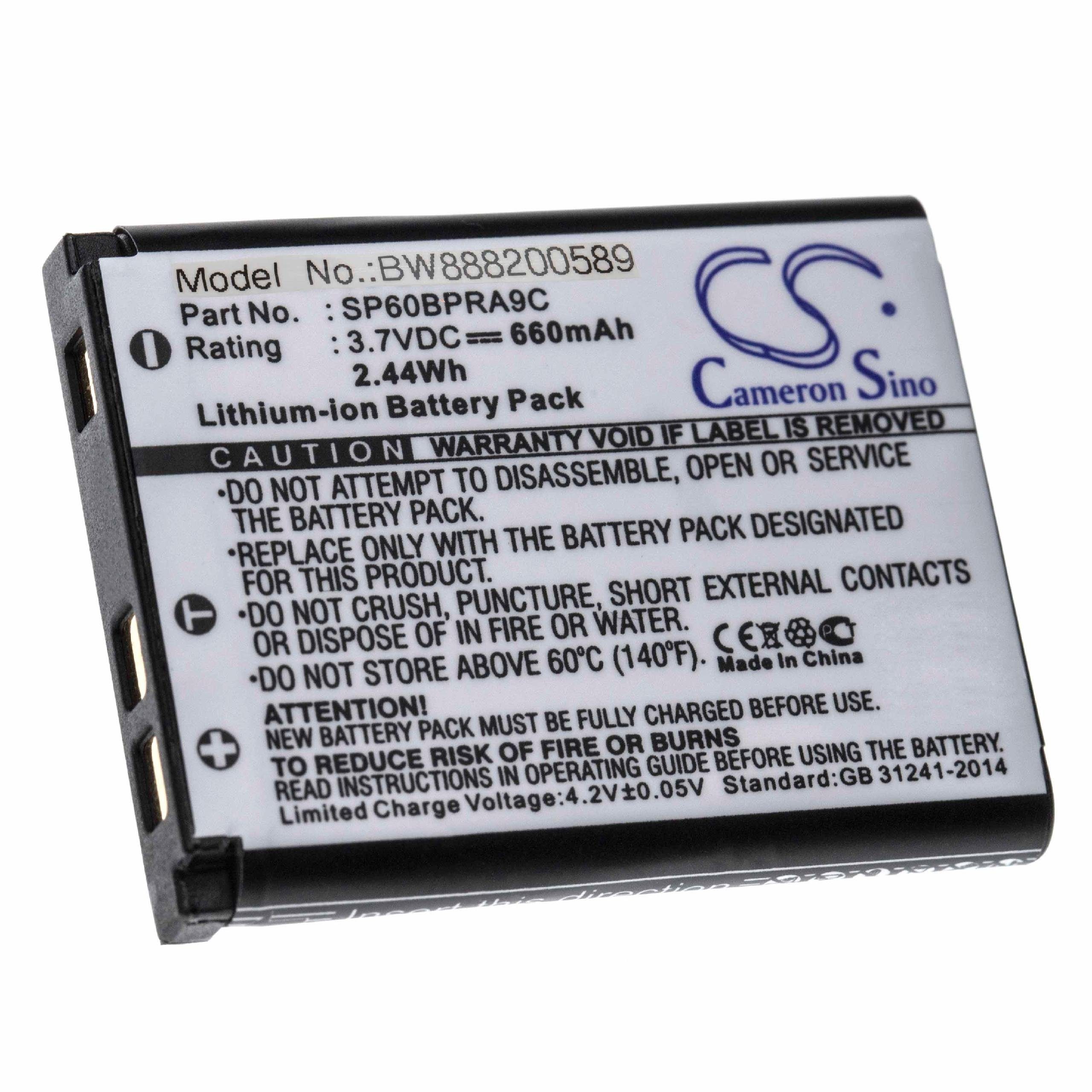vhbw Ersatz für Sony SP60, 4-268-590-02, SP60BPRA9C für Akku Li-Ion 660 mAh (3,7 V)