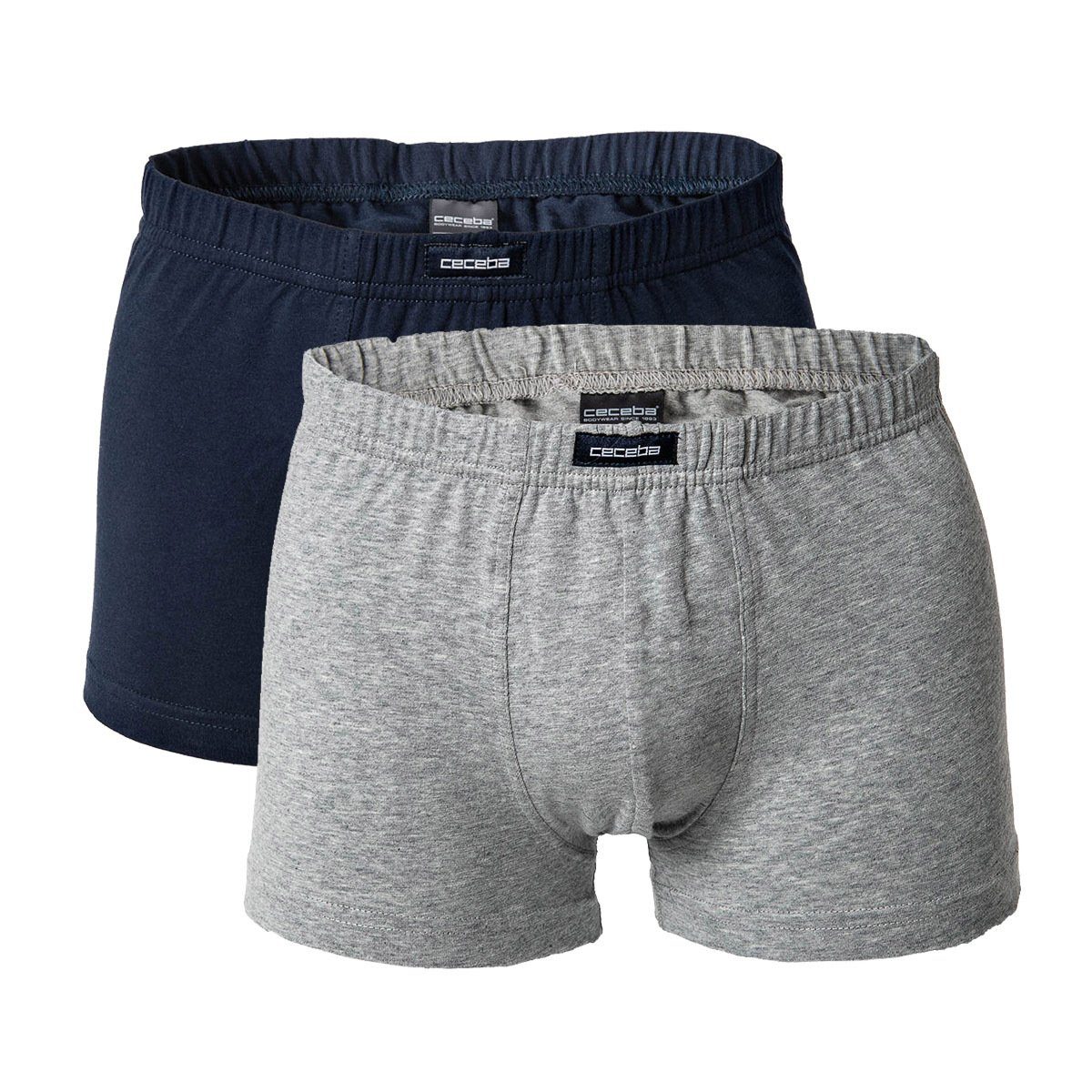 CECEBA Boxer Herren Shorts, 2er Pack - Short Pants, Basic Grau