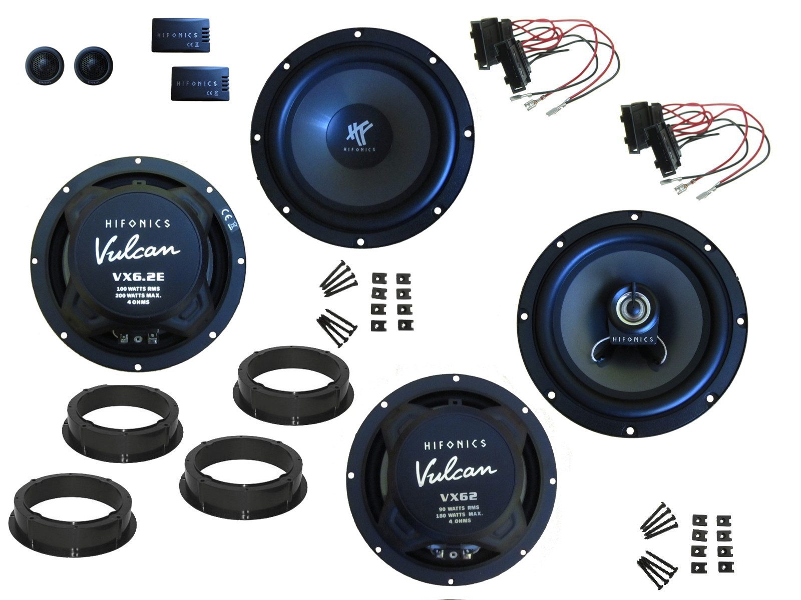 DSX Hifonics Lautsprecher für VW Touran Bj 03-22 Tür Vorne hinten 380 W Auto-Lautsprecher (190 W)