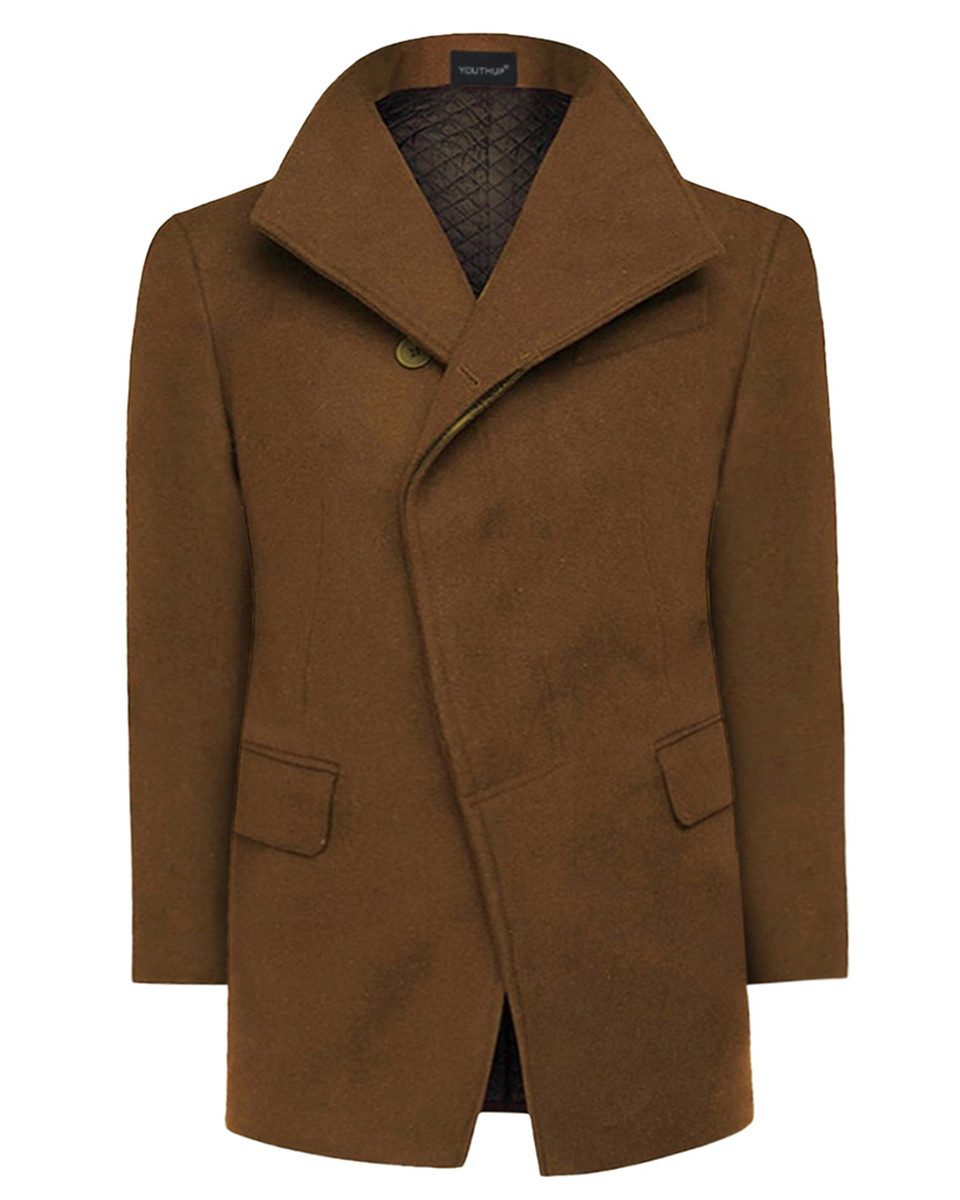 Allthemen Wollmantel mit Reverskragen Wintermantel Herren kurze Winterjacke günstig online kaufen