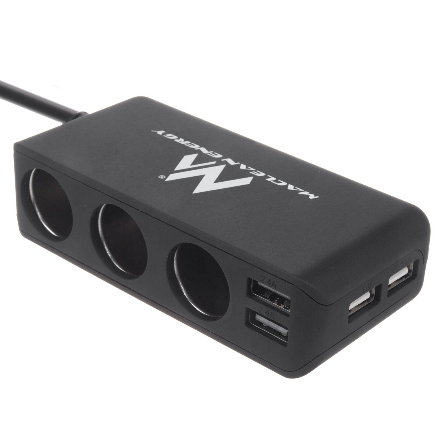 Maclean Zigarettenanzünder-Verteiler MCE117 mit Voltmeter, 3 Steckdosen + 4 USB, Feuerzeugsteckdosenteiler 4,8A, 120W, Ein/Aus-Schalter