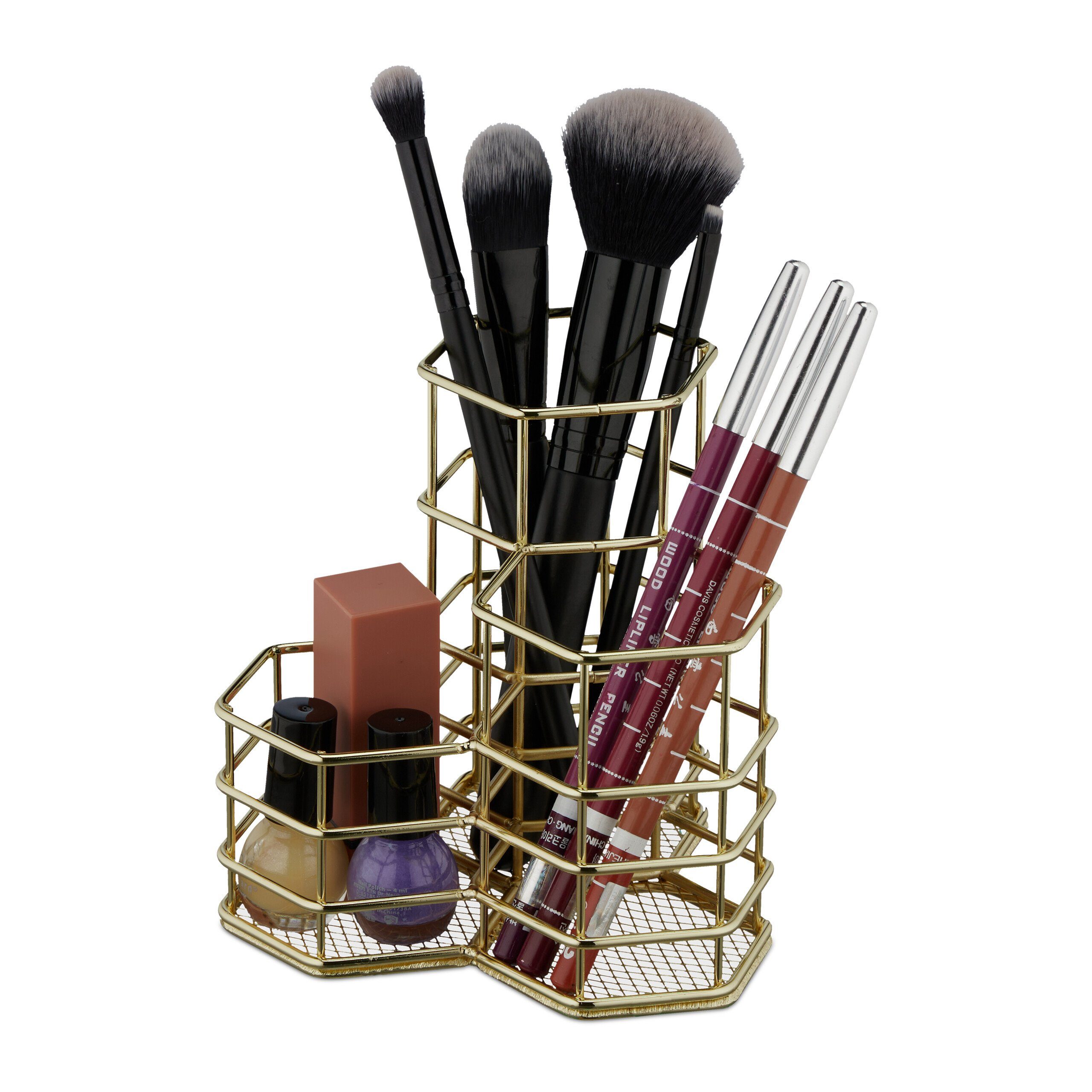 Make-Up Organizer Pinselhalter mit 3 Fächern
