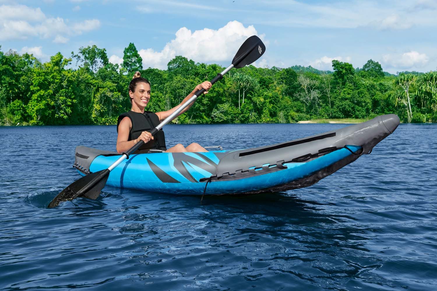Bestway Einerkajak Hydro-Force™ Surge Elite™ X1, (Set, 1-St., Inkl. Paddel, Handpumpe, Ausrüstungstasche & Tragetasche), 312 x 93 x 40 cm