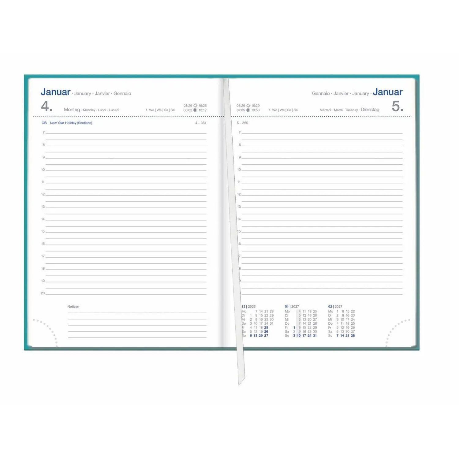HEYE Taschenkalender Tages-Cheftimer A6, petrol 2027