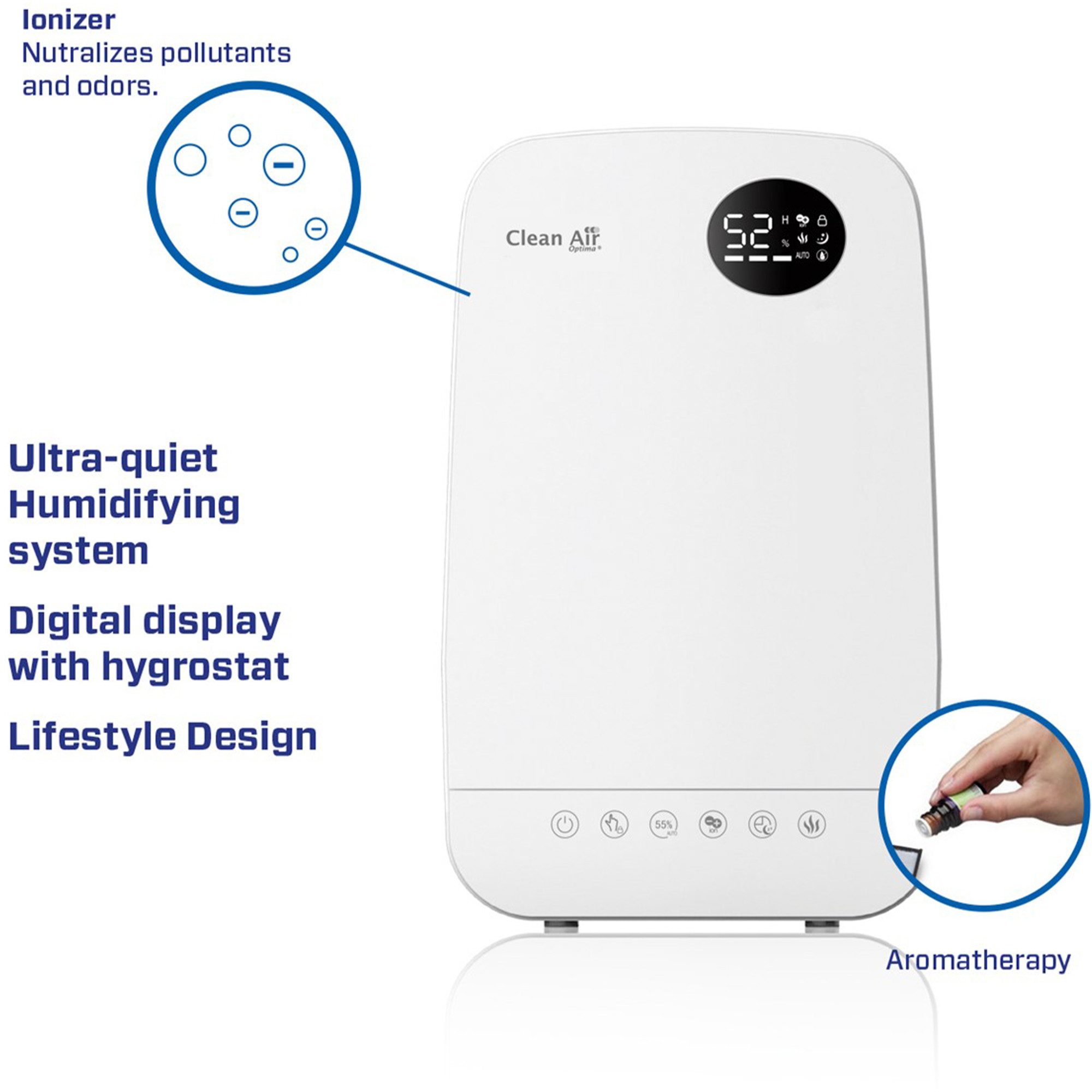 Clean Air Optima Luftbefeuchter mit Ionisator CA-606W, 5,5 l Wassertank, Heizelement für warme Luftbefeuchtung