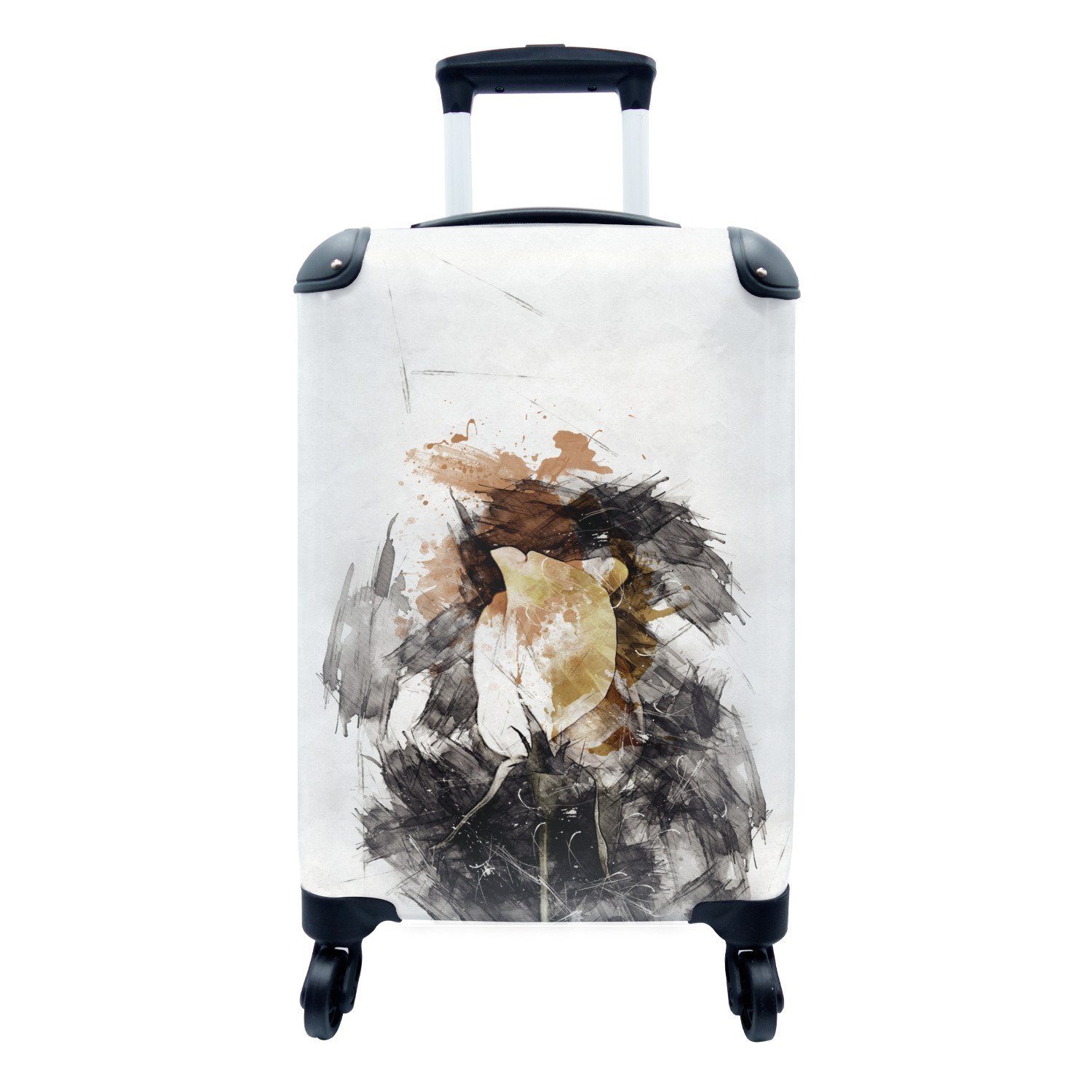 MuchoWow Handgepäckkoffer Blumen - Farbe - Weiß, 4 Rollen, Reisetasche mit rollen, Handgepäck für Ferien, Trolley, Reisekoffer