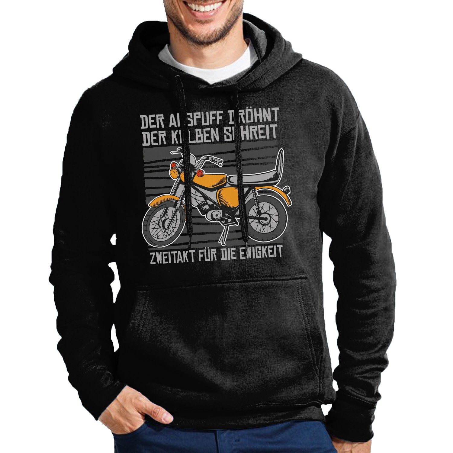 Blondie & Brownie Hoodie Zweitakt Herren Hoodie Print Simson Motorrad Zweirad Vater Mann Kultig (Einzelstück, Einzelartikel) Zweitakt Herren Hoodie Ringding Edition