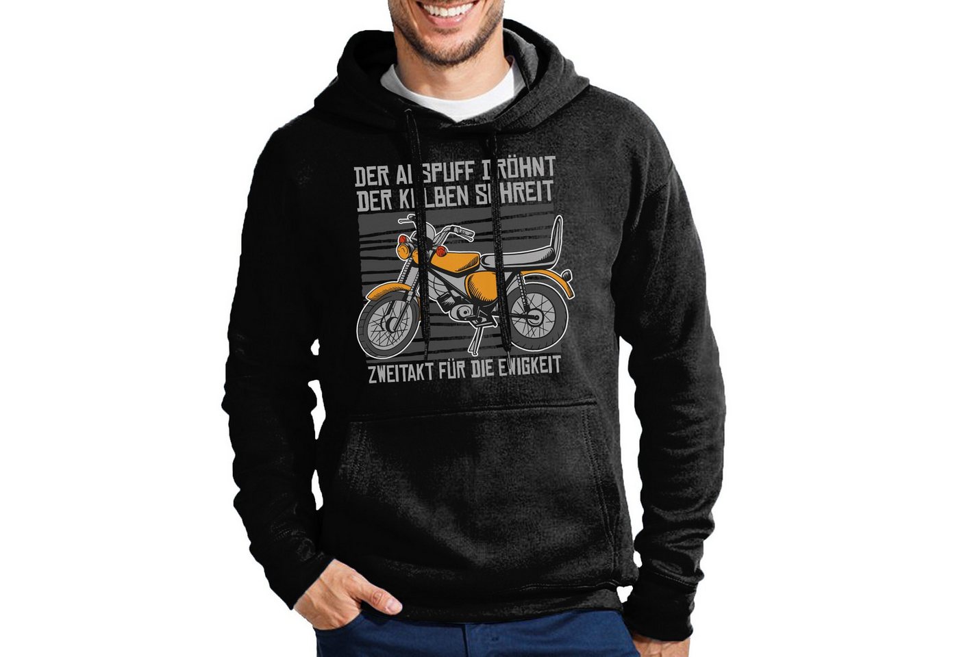 Blondie & Brownie Hoodie Zweitakt Herren Hoodie Print Simson Motorrad Zweirad Vater Mann Kultig (Einzelstück, Einzelartikel) Zweitakt Herren Hoodie Ringding Edition
