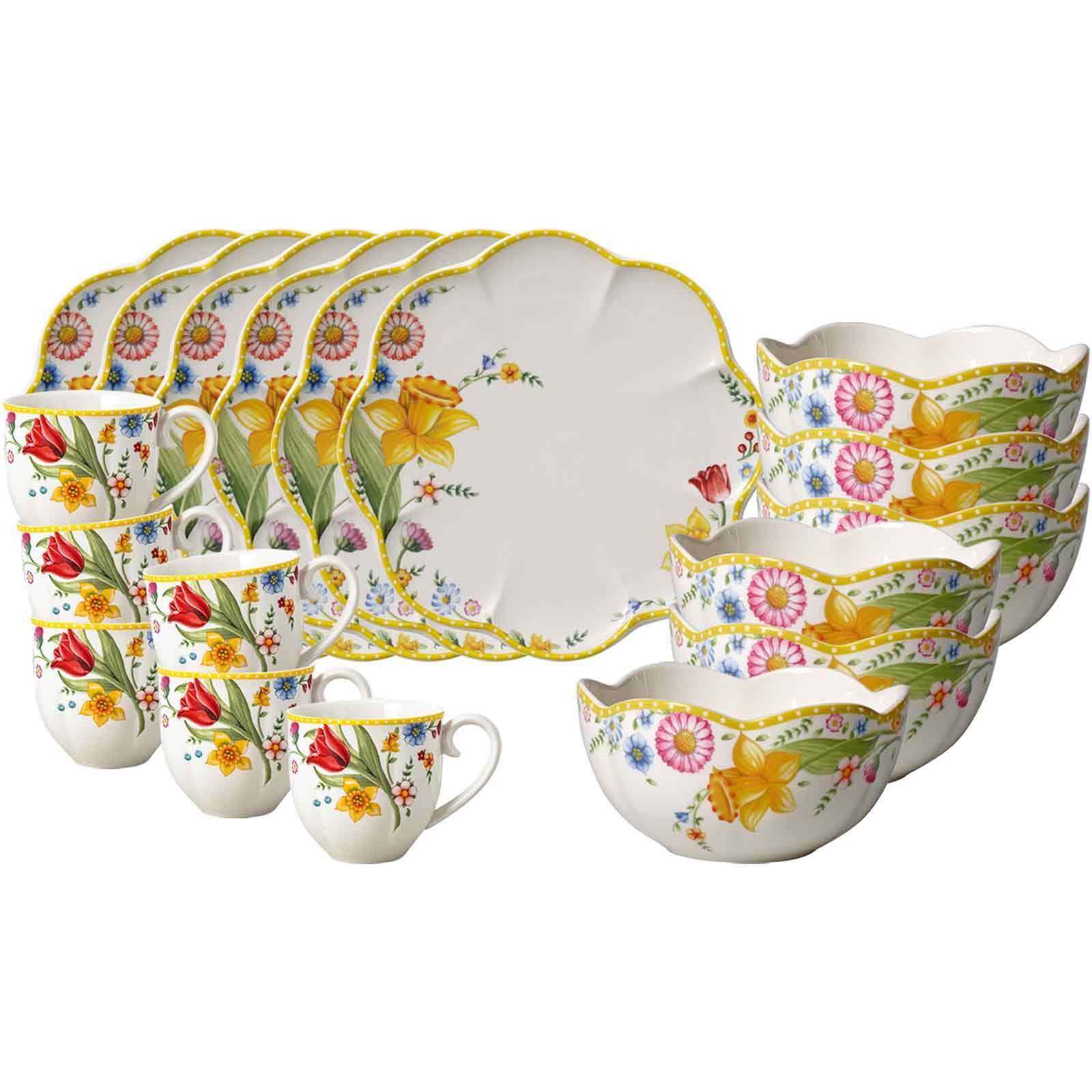 Villeroy & Boch Kombiservice Spring Awakening Frühstücks-Set 18er Set (18-tlg), Porzellan