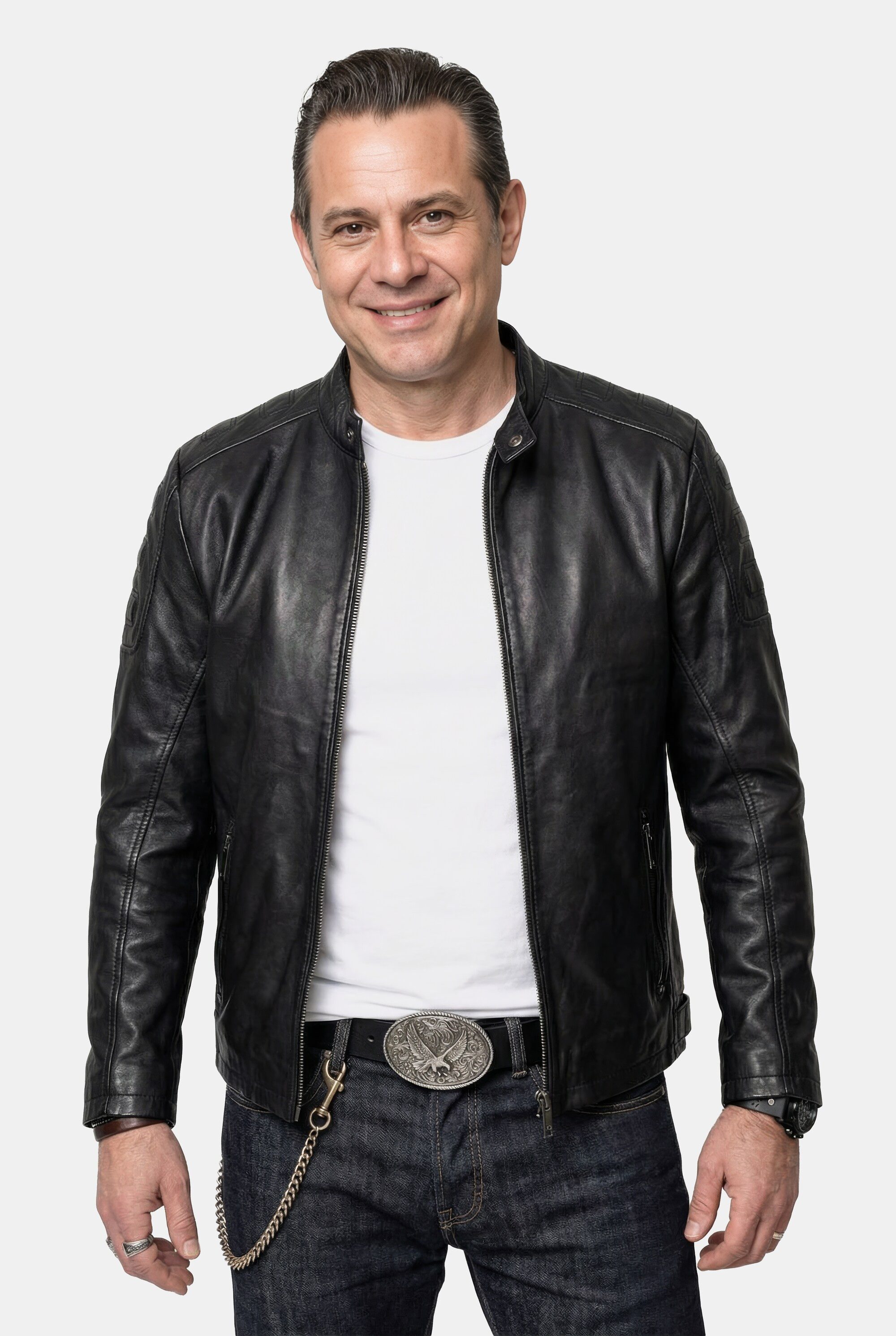 JP1880 Lederjacke Lederjacke Bikerstyle feinstes Lamm-Nappa