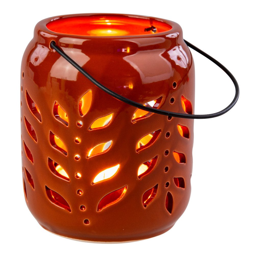 MICA Dekolicht Laterne Blätter - ca. 10,5 x 10,5 x 12 cm - 1 Stück