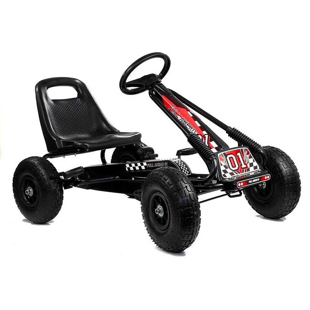 LEAN TOYS Go-Kart Tretkart Pedalfahrzeug Kinderrennwagen, Handbremse, Luftreifen, verstellbarer Sitz, Freilauf