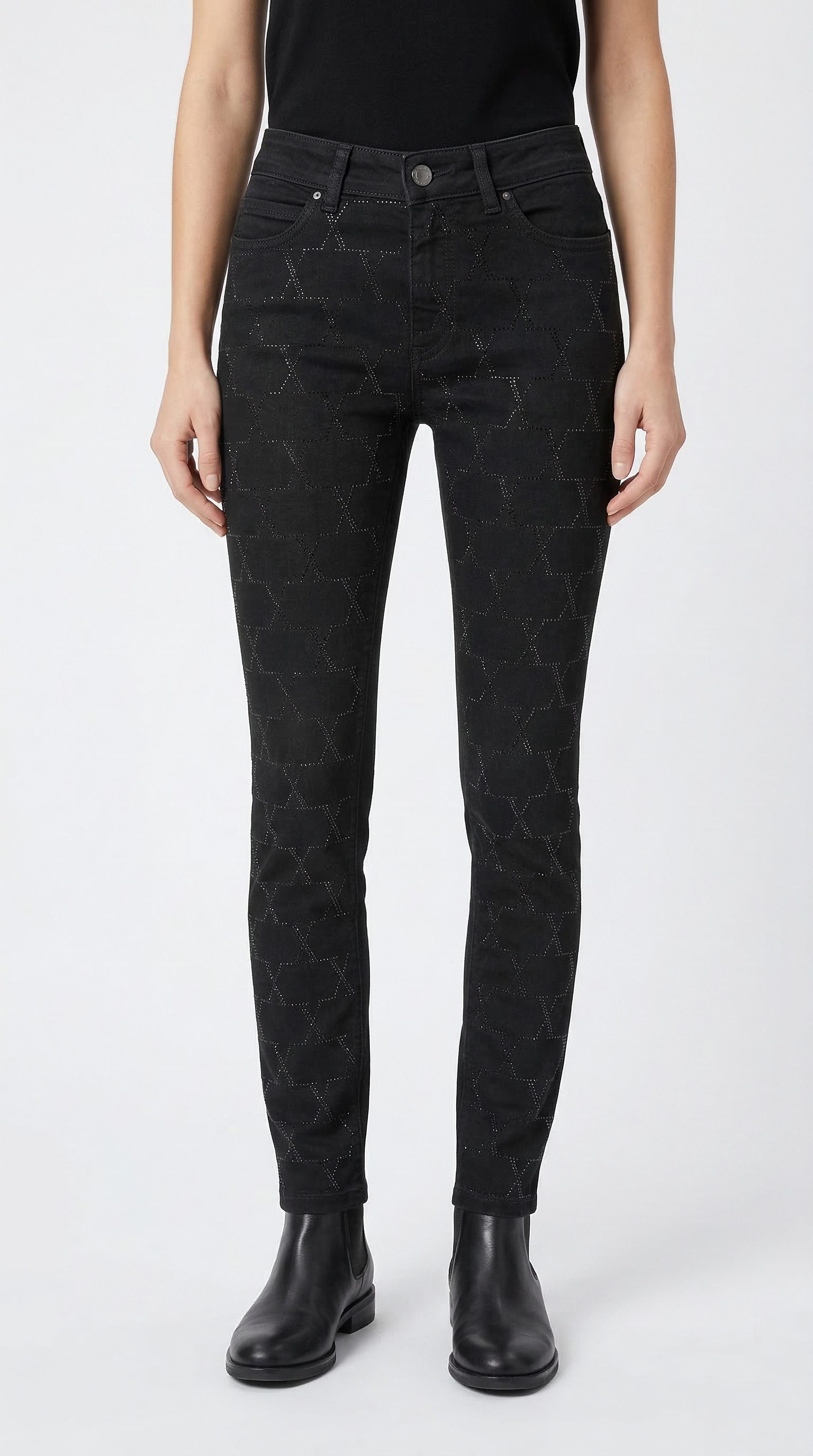 MAC Skinny-fit-Jeans DREAM SKINNY chain glitter mit Glitzersteine Muster