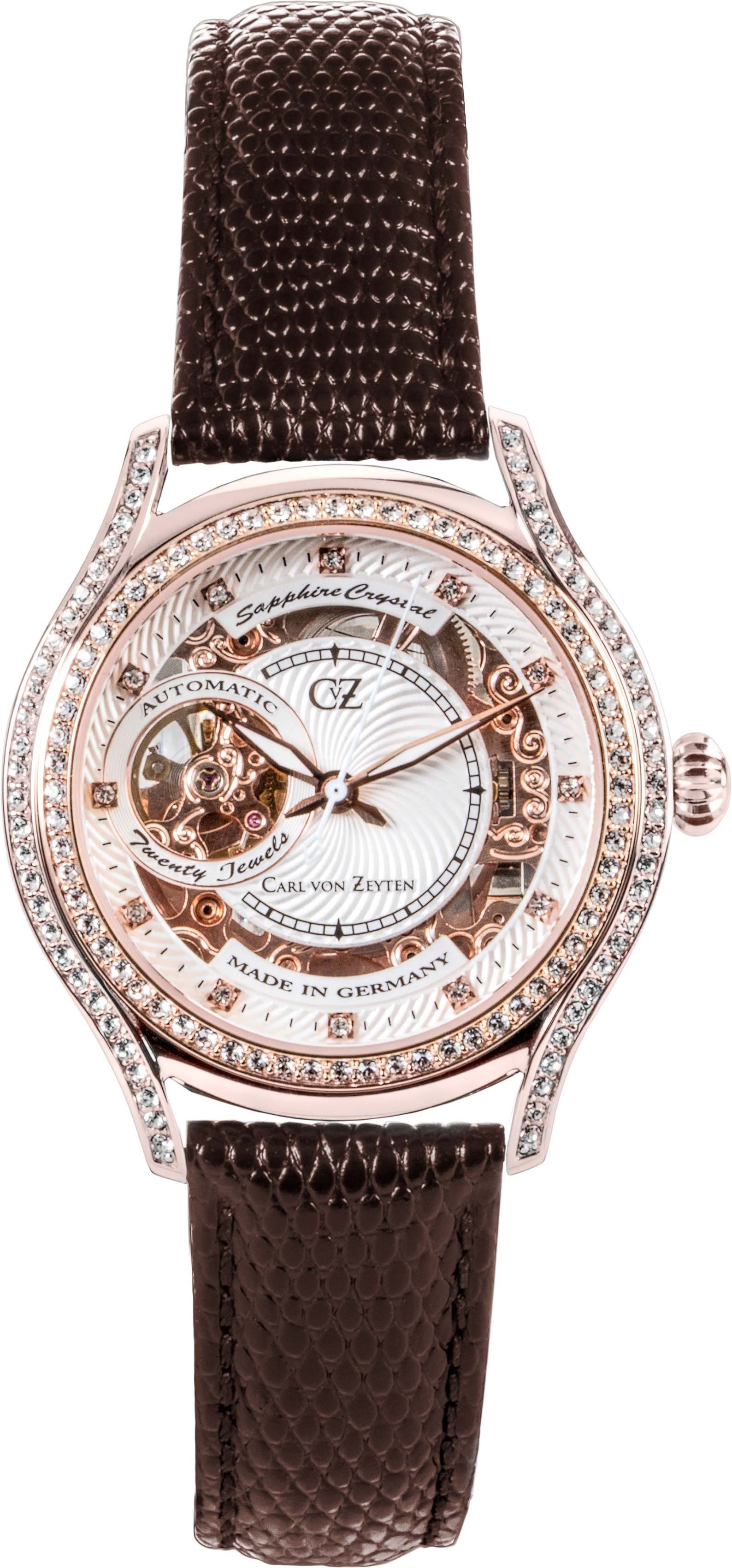 Carl von Zeyten Automatikuhr Seewald CVZ0069RWHS, Armbanduhr, Damenuhr, Saphirglas, Made in Germany, Mechanische Uhr