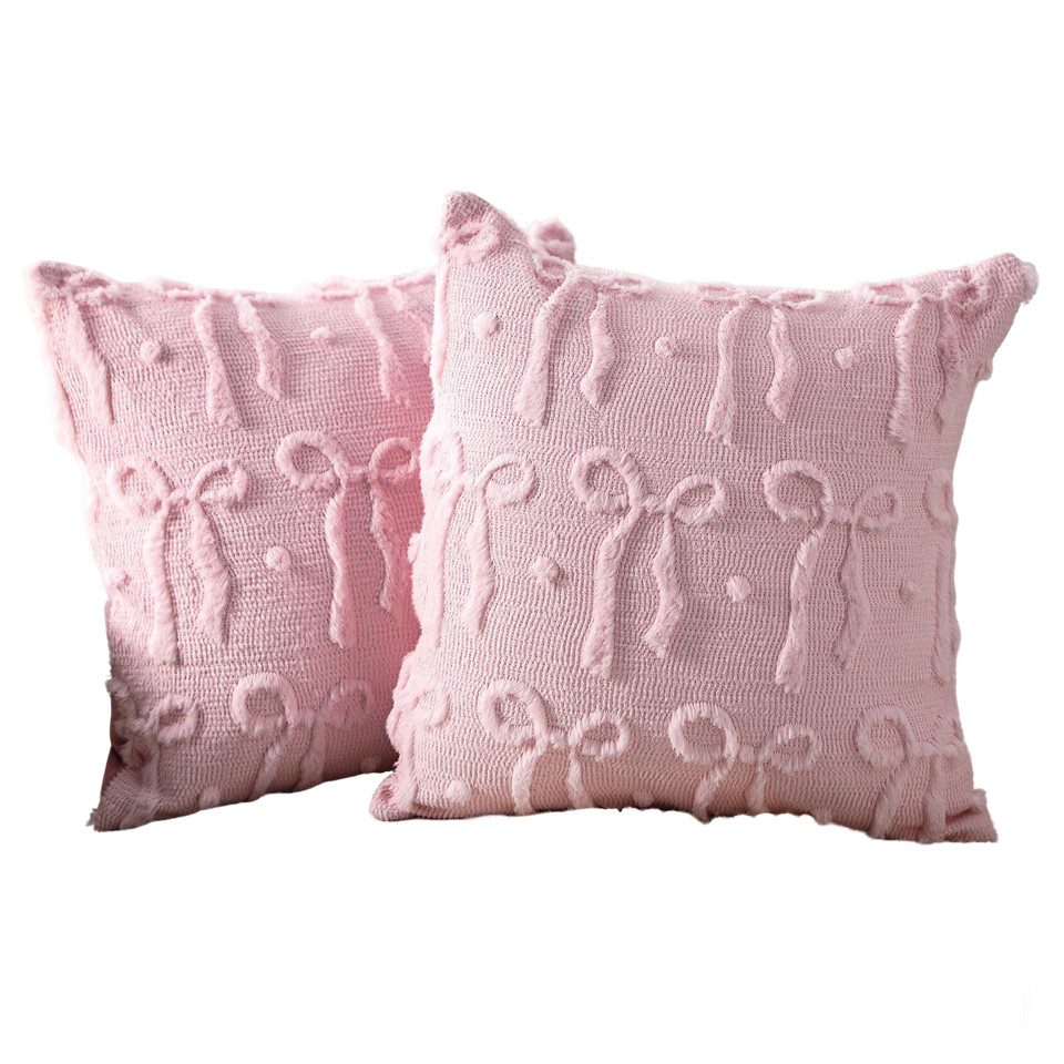 CLTYQ Kissenbezug Dekorative Kissenbezüge mit Schleife, Weihnachtskissenbezüge 45x45 cm, (2 Stück), weicher Plüsch, für Bett, Sofa, Couch, Wohnzimmer