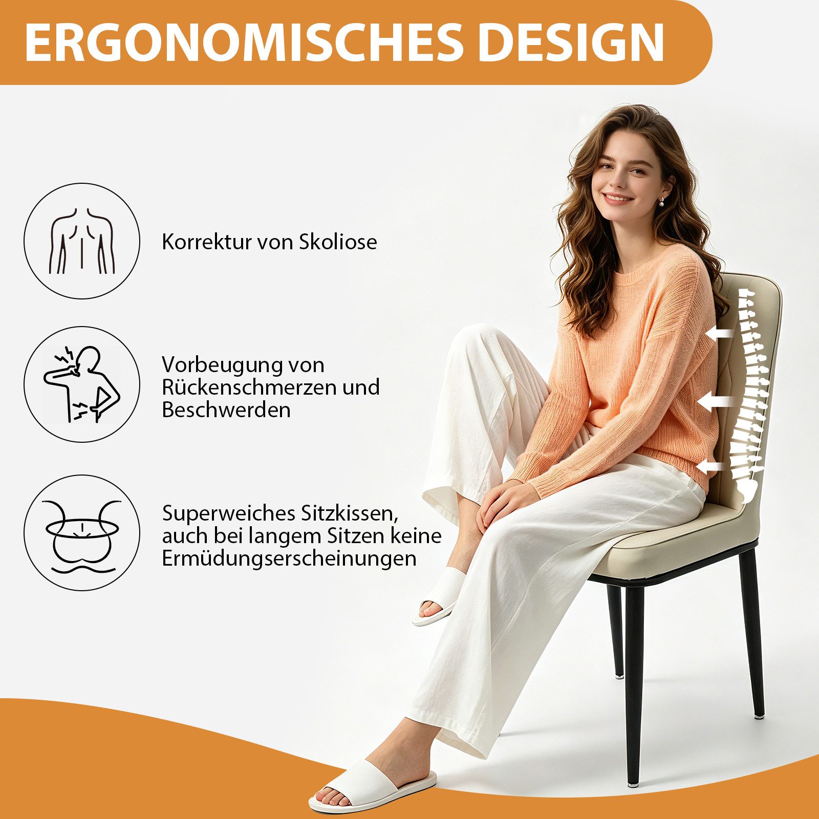 Hoolamyie Esszimmerstuhl Set 2/4/6 Küchenstuhl Esszimmerstuhl,Polsterstuhl,Wohnzimmerstuhl, Bis 150 kg belastbar mit rutschfesten Bodenschonern