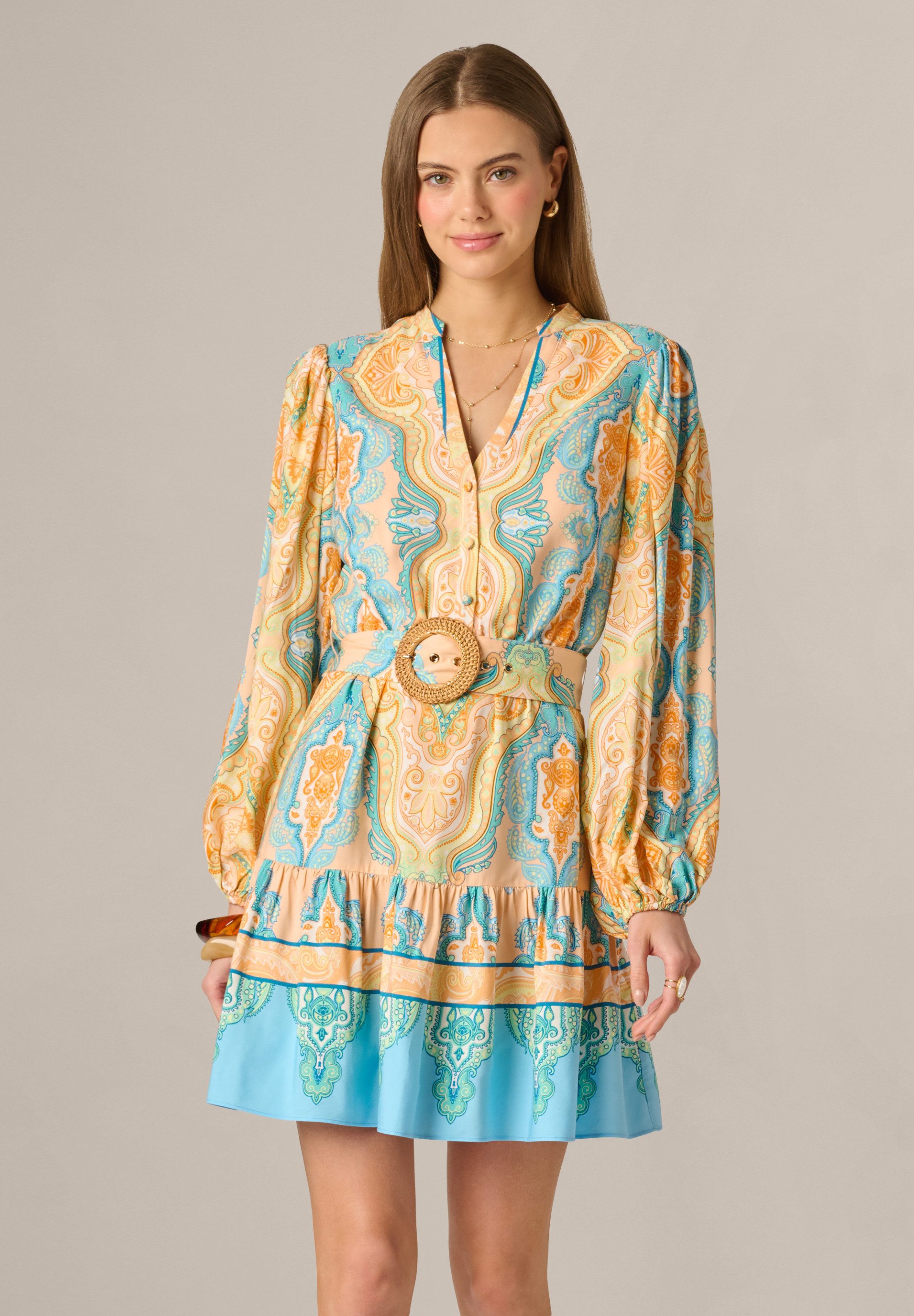 Adrianna Papell Sommerkleid Printed Short Dress Lebhaftes, im Boho-Stil gehaltenes kurzes Kleid