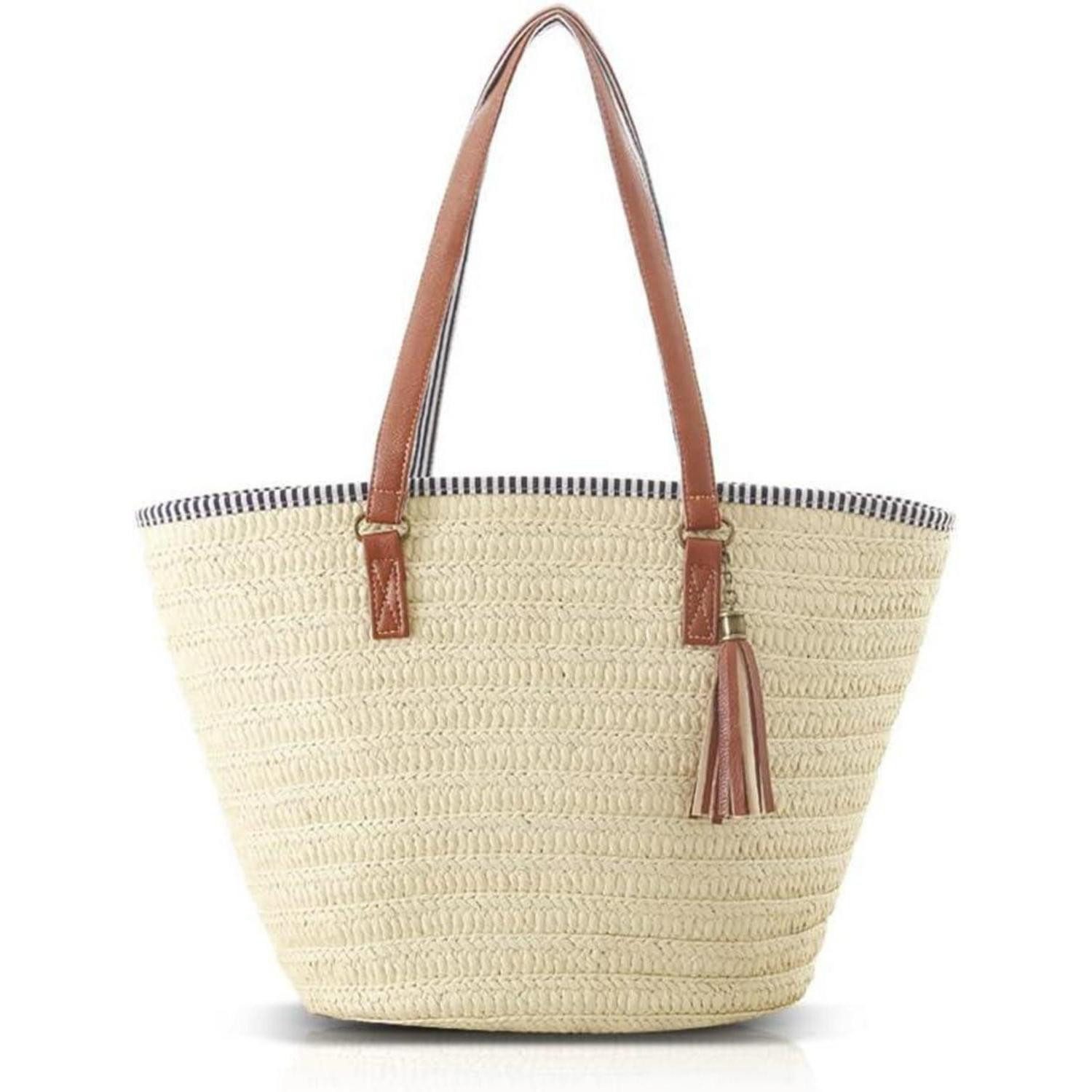LuxusKollektion Strandtasche Stroh Handtasche Damen Sommer Umhängetasche Strandtasche Boho Shopper