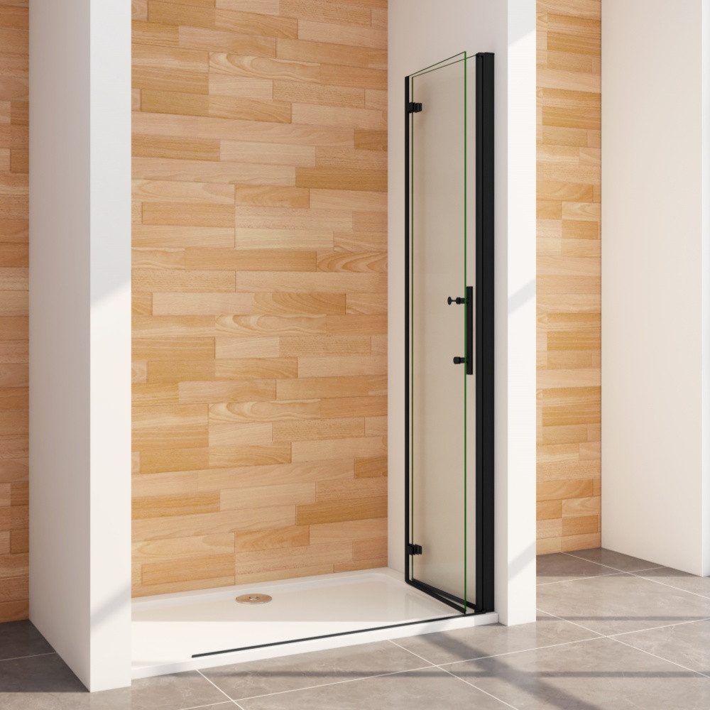 Duschparadies Dusch-Falttür 195cm Schwarz Walk in Dusche Falttür Scharniertür Duschabtrennung, 120x195 cm, Easyclean Sicherheitsglas, beidseitig montierbar – Bild 4 von 5