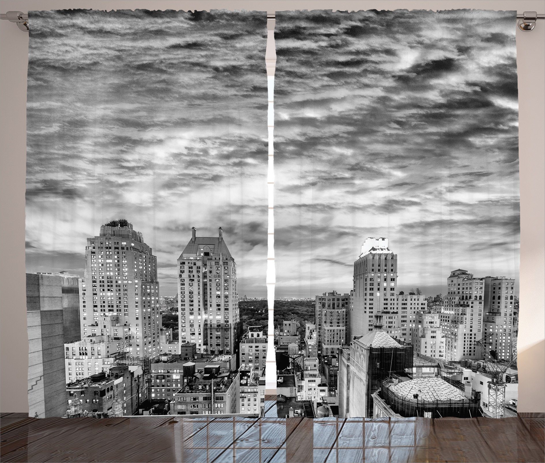 Vorhang Landschaft Haken, und Kräuselband New Gardine Yorker Wolkenkratzer Abakuhaus, Schlafzimmer Schlaufen mit
