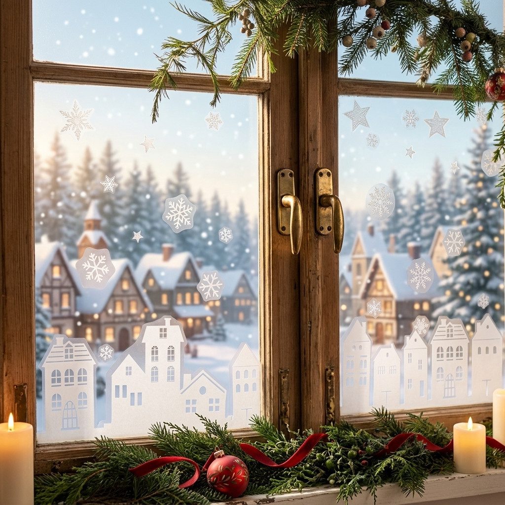 Home-trends24.de Fenstersticker Fenstersticker Häuser Fenster Deko Sterne 109er-Set Wiederverwendbar, wiederverwendbar