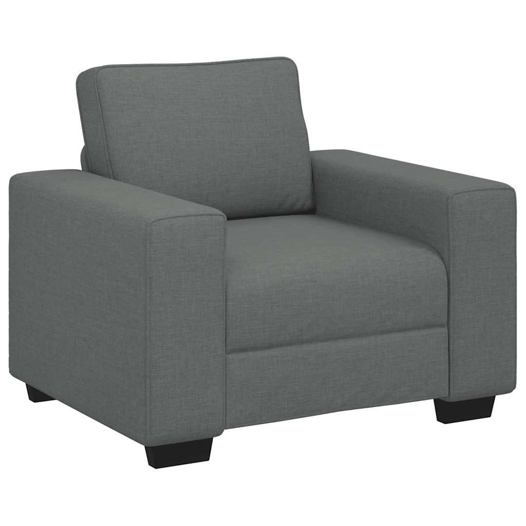 vidaXL Sofa 3-tlg. Sofagarnitur mit Kissen Dunkelgrau Stoff, 1 Teile