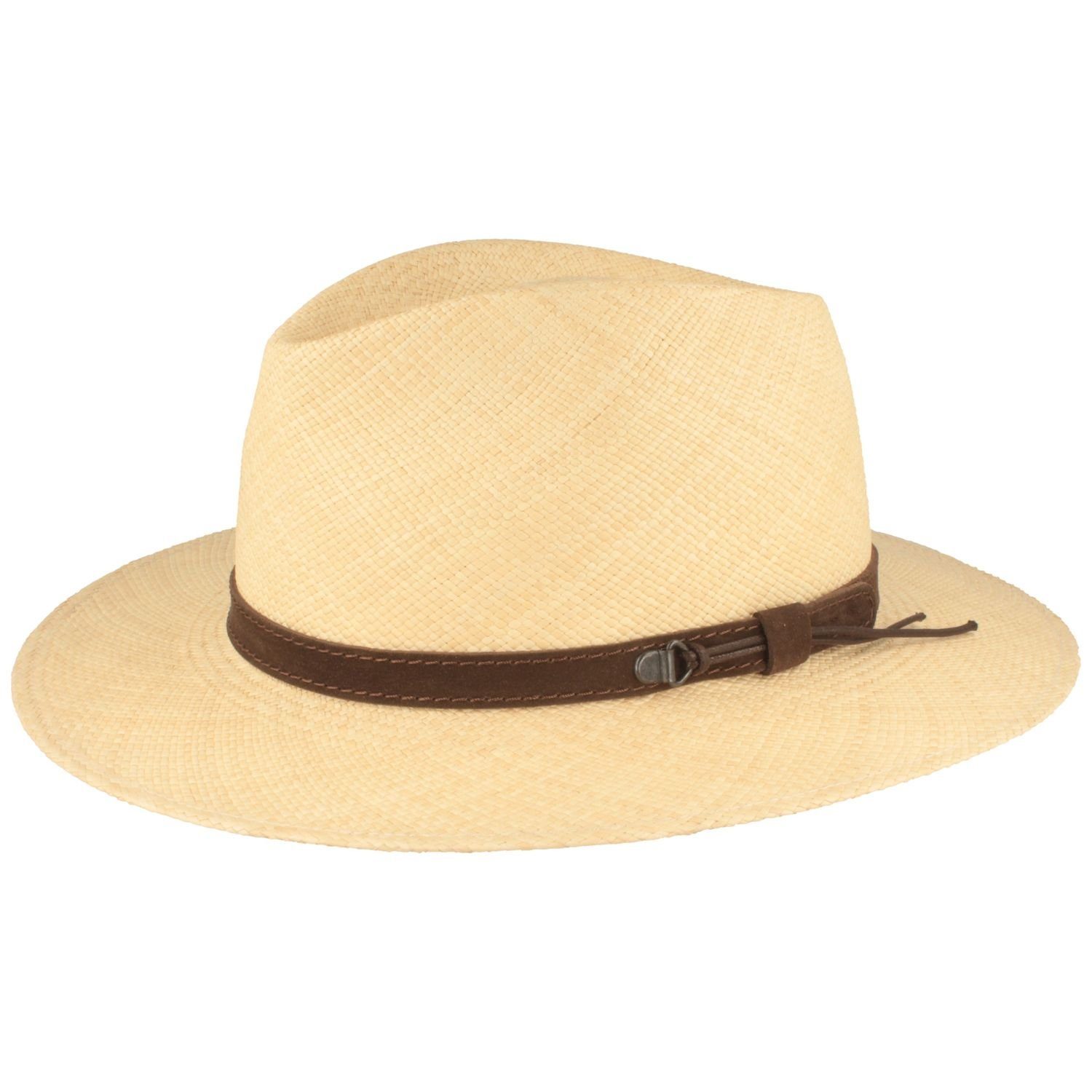 Damen Hüte Breiter Strohhut Panama in Herrenform mit UV-Schutz 50+