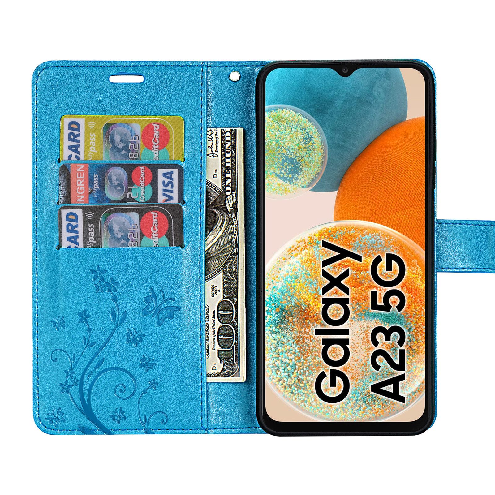 betterfon Handyhülle Handytasche für Samsung Galaxy A23 5G Klapphülle, Bookstyle-Hülle: Magnetverschluss 3 Kartenfächer & Standfunktion – Bild 3 von 5